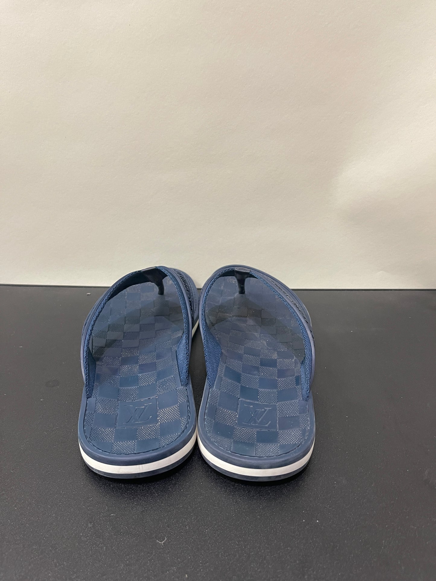 Louis Vuitton Dark Blue Checkered Flip Flops 10 M / 11.5 W