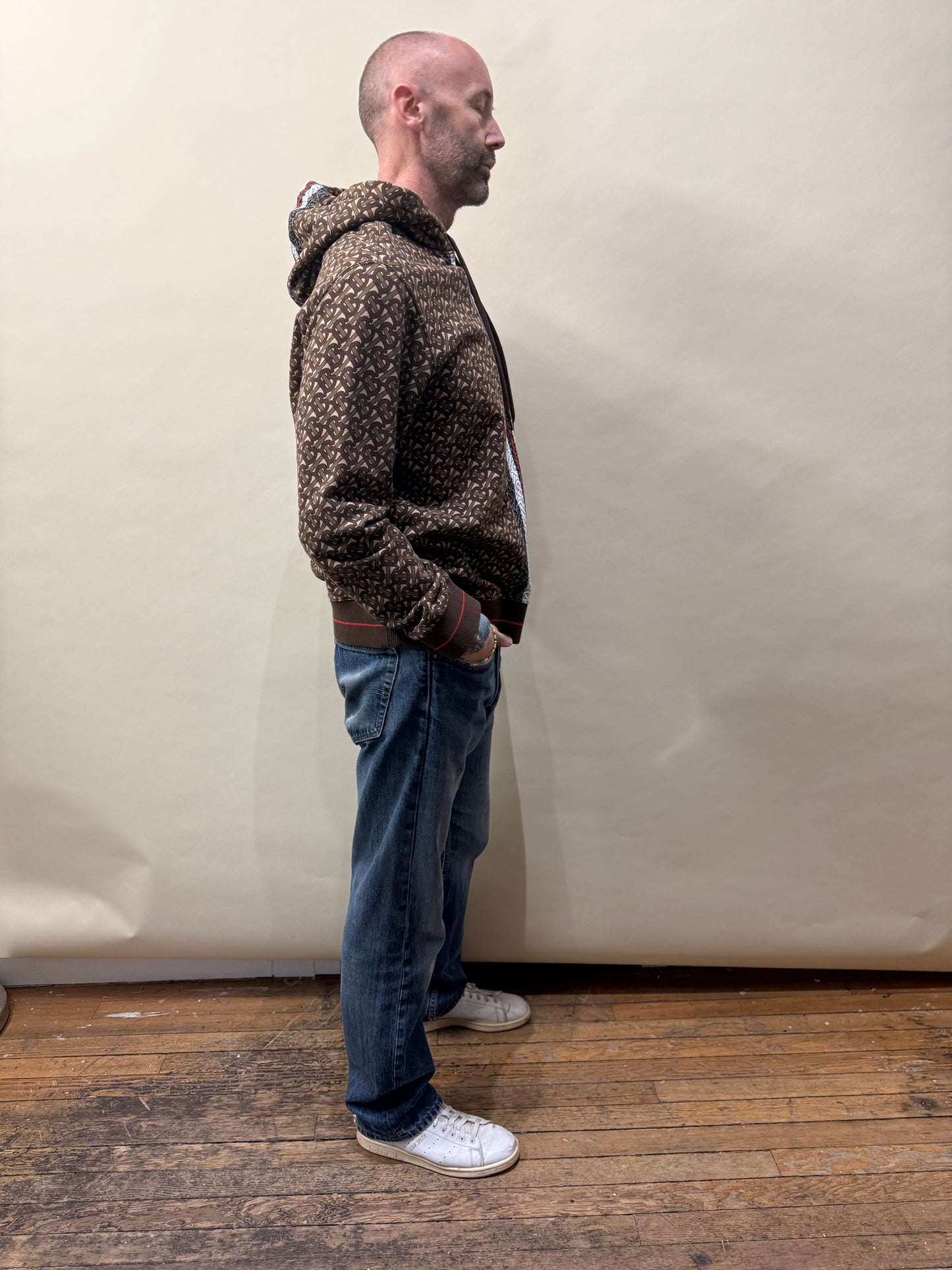 Burberry Brown & Multi Monogram Striped Hoodie Large - L