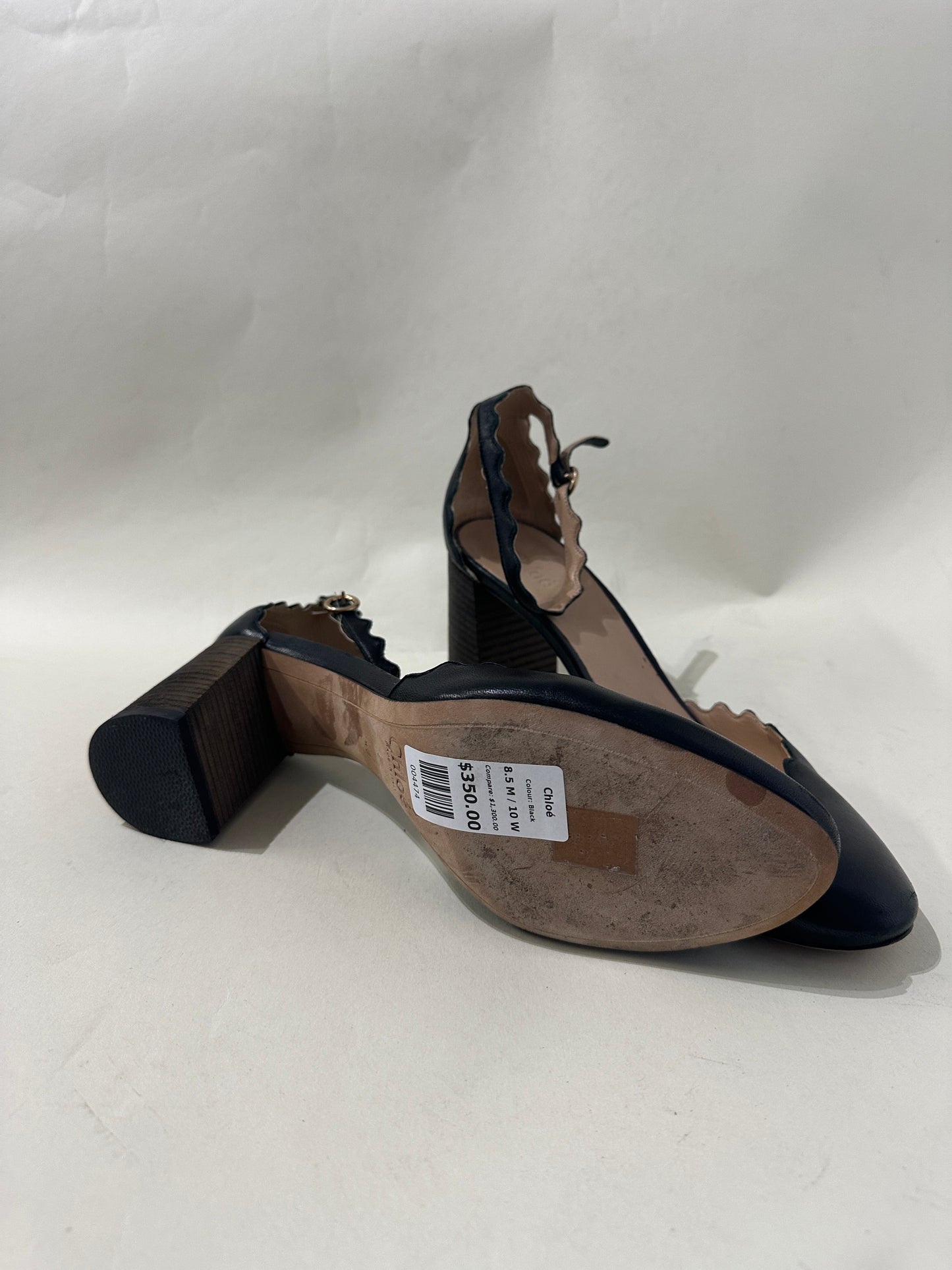 Chloé Black Leather Scalloped Edge Pumps 8.5 M / 10 W