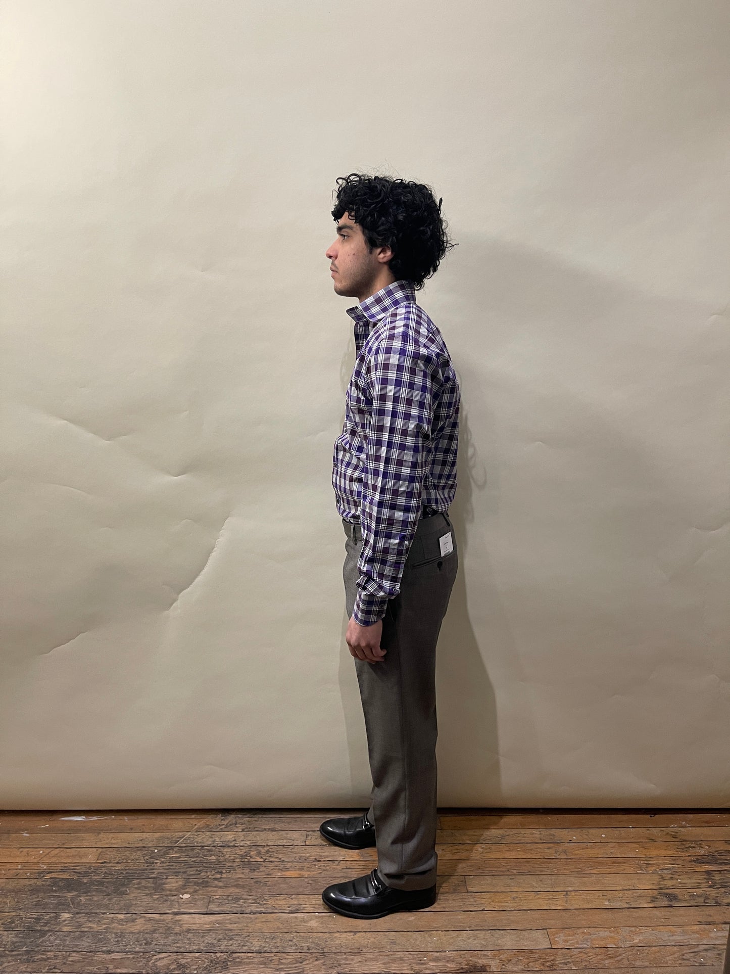 Tom Ford Purple & White Plaid Cotton Dress Shirt 15.5