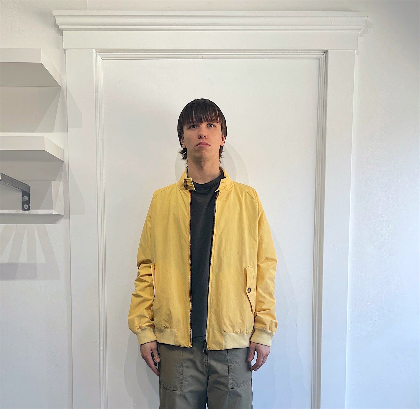 Baracuta Canary Yellow Cotton Blend Lined Harrington Jacket 46