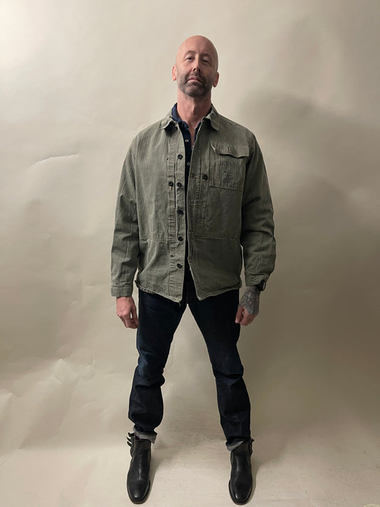 Buzz Rickson Olive Green Cotton Herringbone USMC M-1944 Jacket Large - L