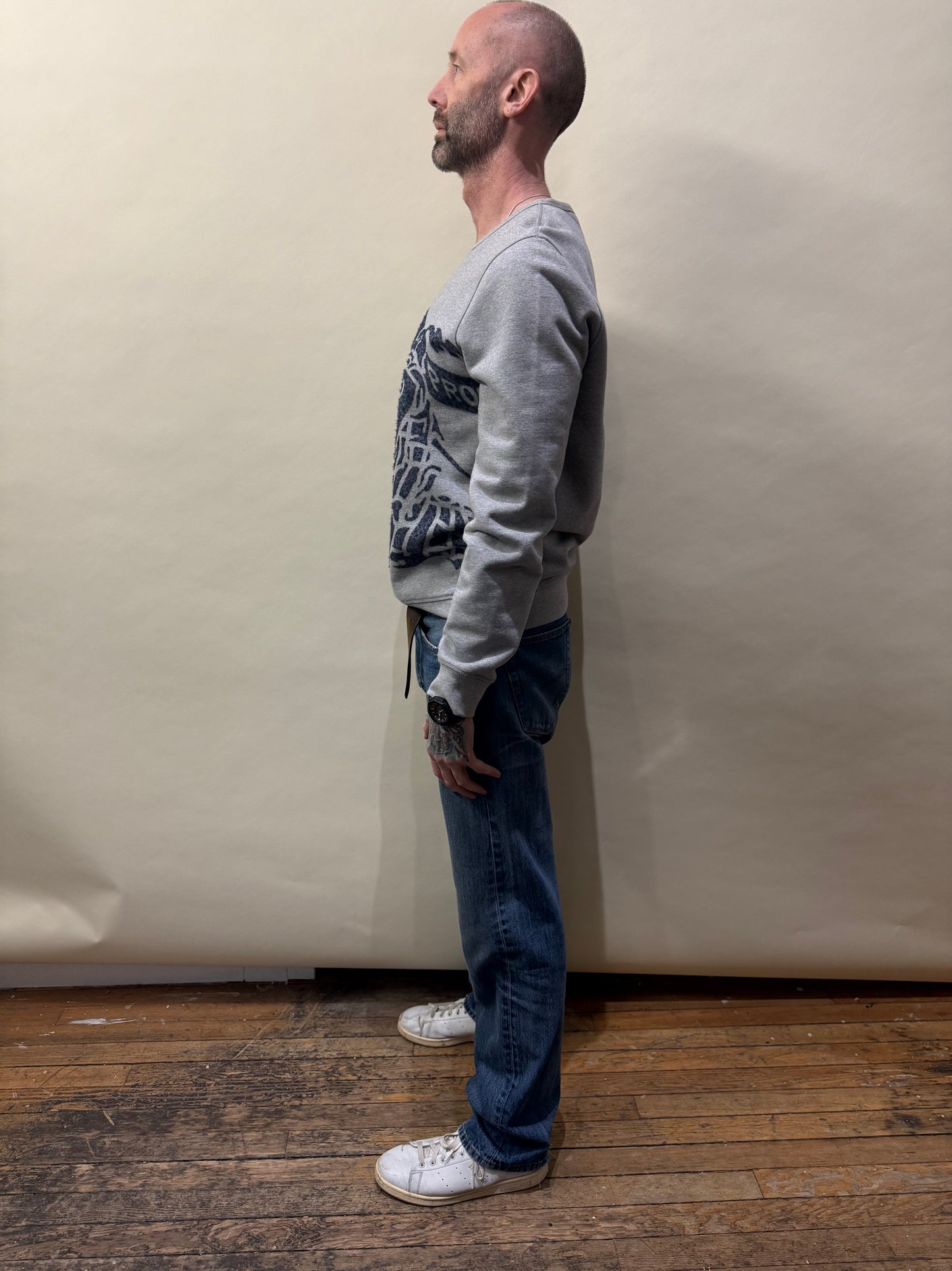 Burberry Heather Grey EKD Motif Cotton Sweatshirt