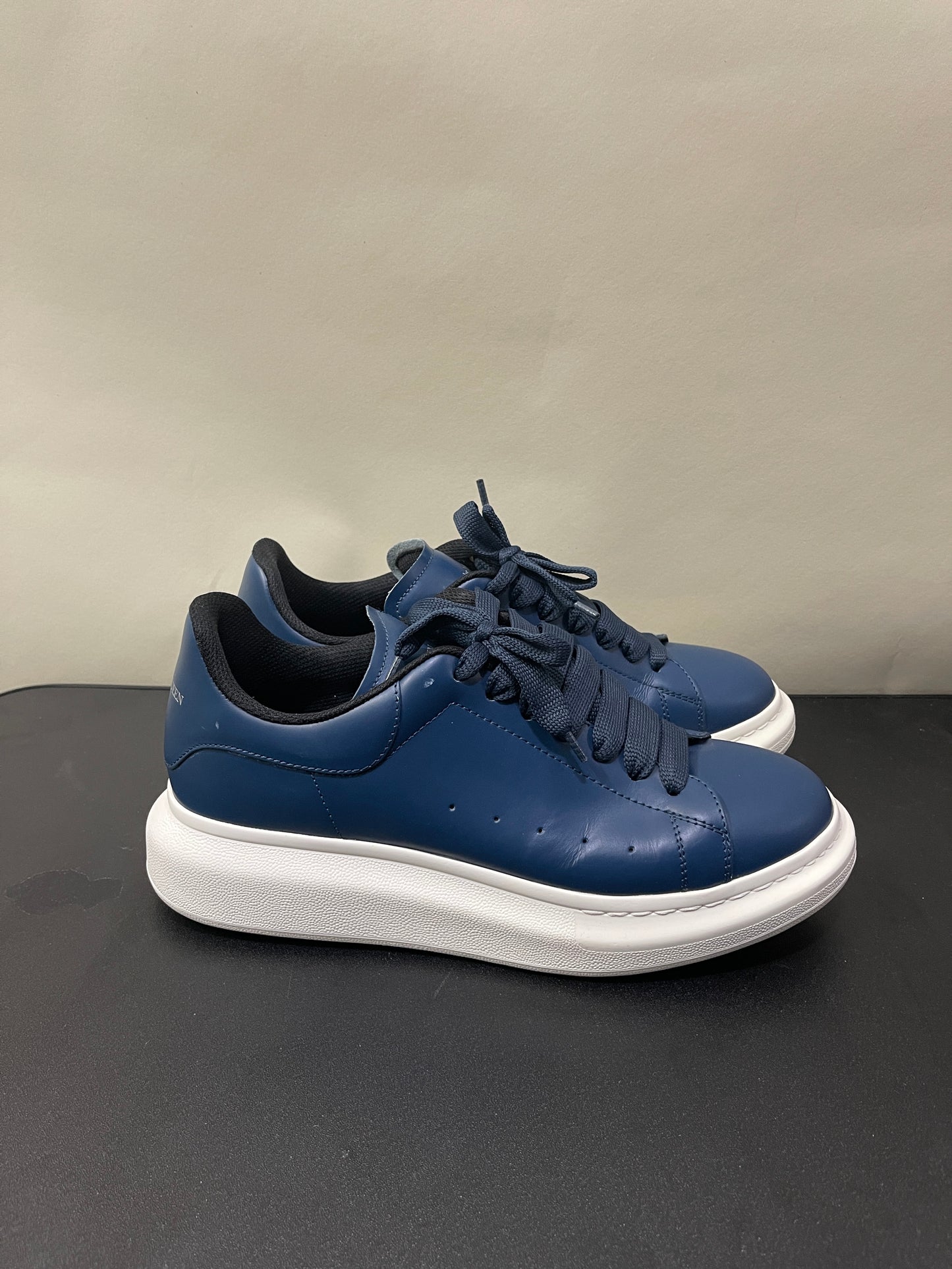Alexander McQueen Navy Leather Oversized Sneakers 8 M / 9.5 W