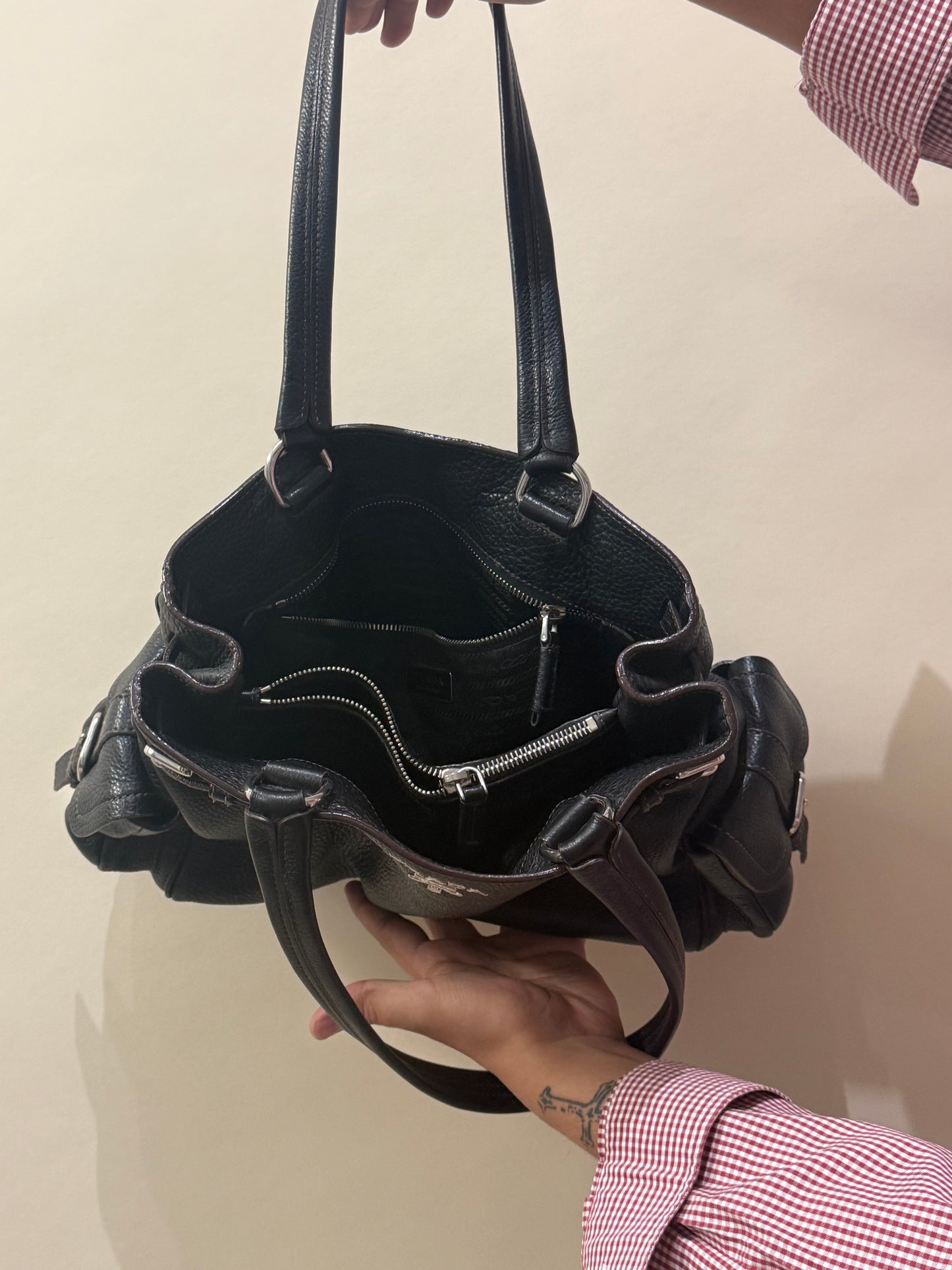 Prada Black Pebbled Leather Vitello Daino Bag