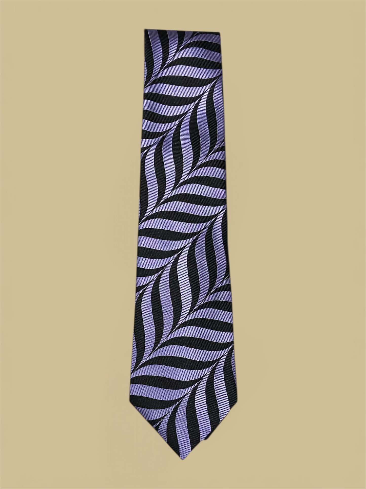 Tom Ford Lilac & Black Wavy Zebra Print Silk Tie