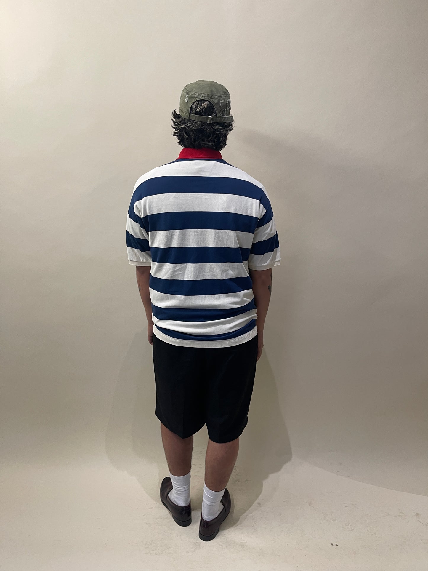 Gucci Navy & Cream Striped Cotton Pique Polo Extra Large - XL
