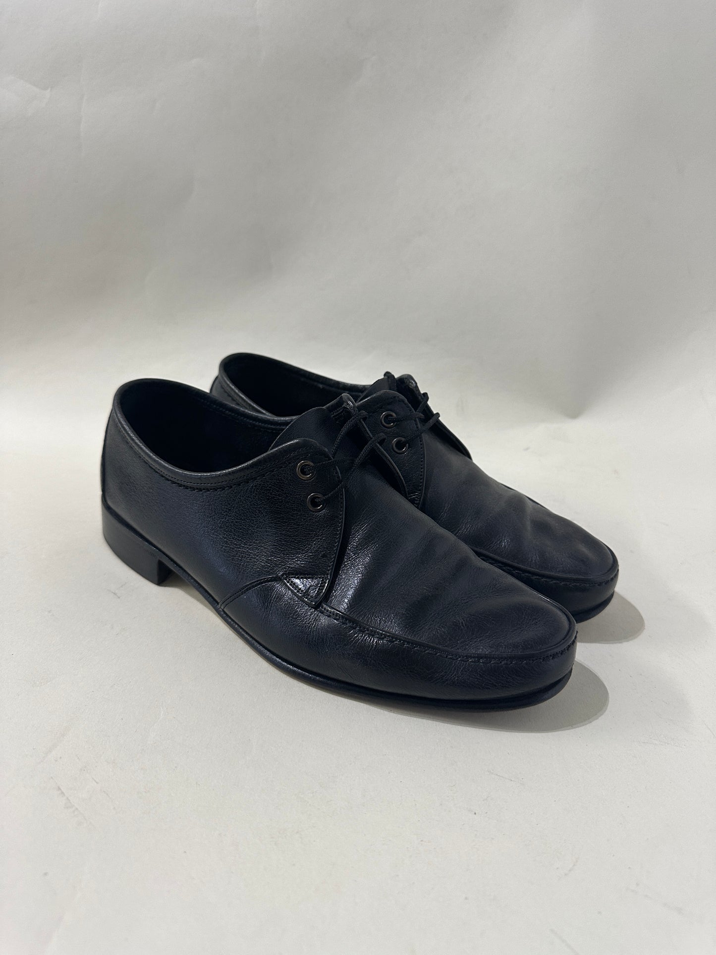 Bally Black Leather Boat Shoe Style Derby Shoes 7 M / 8.5 W