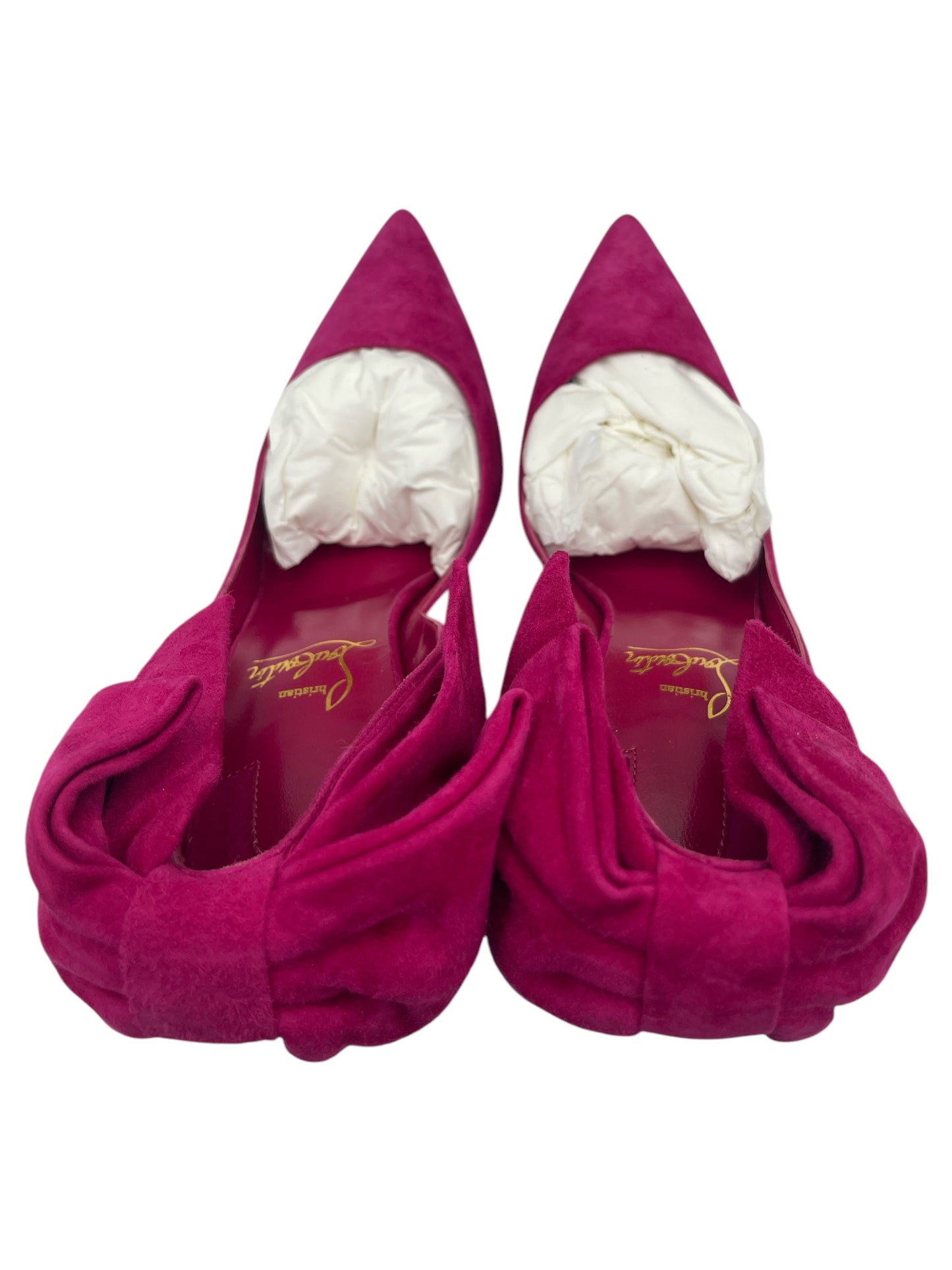 Christian Louboutin Hot Pink Suede Bow Motif High Heels 6 M / 7.5 W