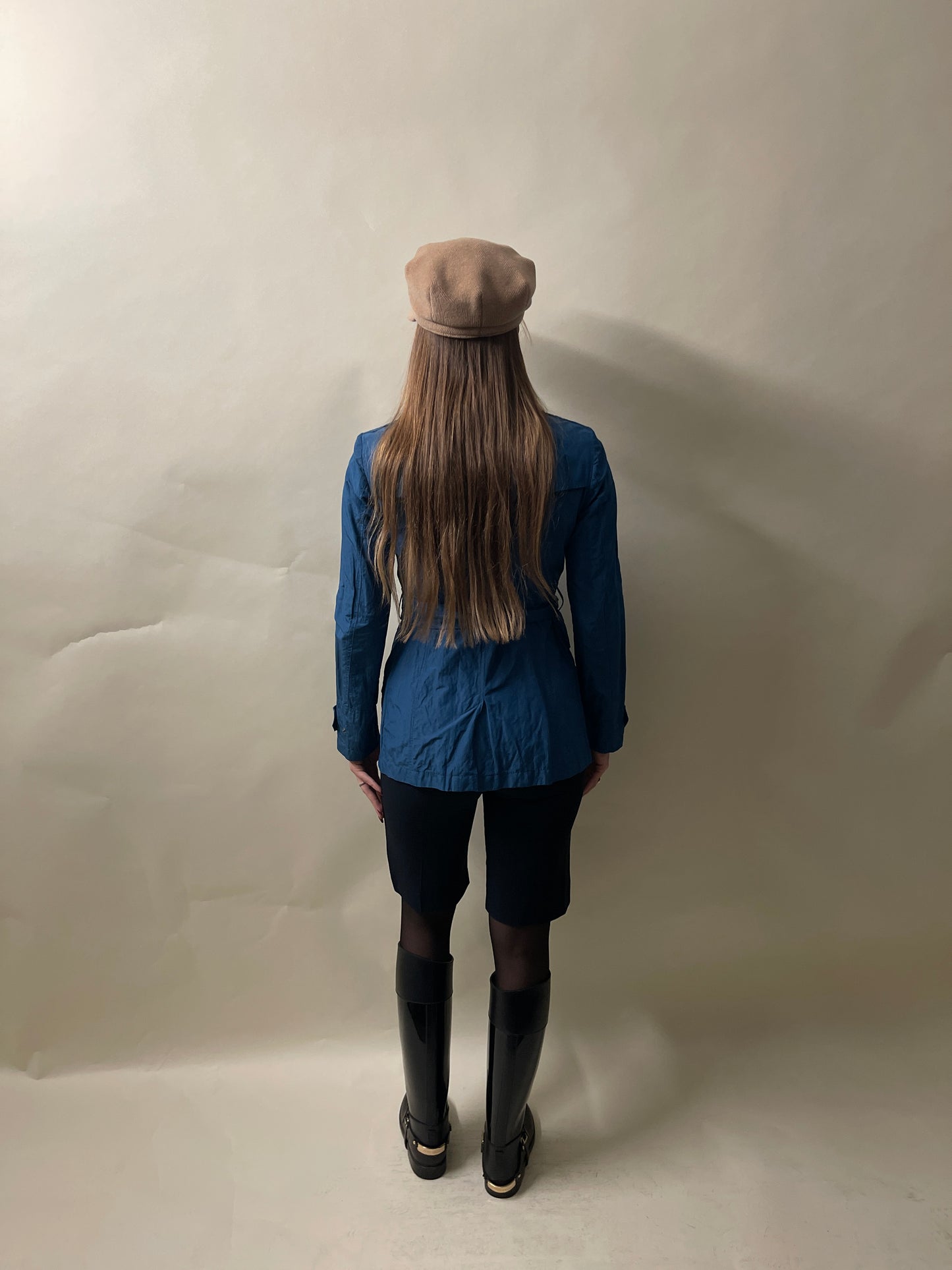 Burberry Brit Blue Nylon Double Breasted Overcoat Small - S