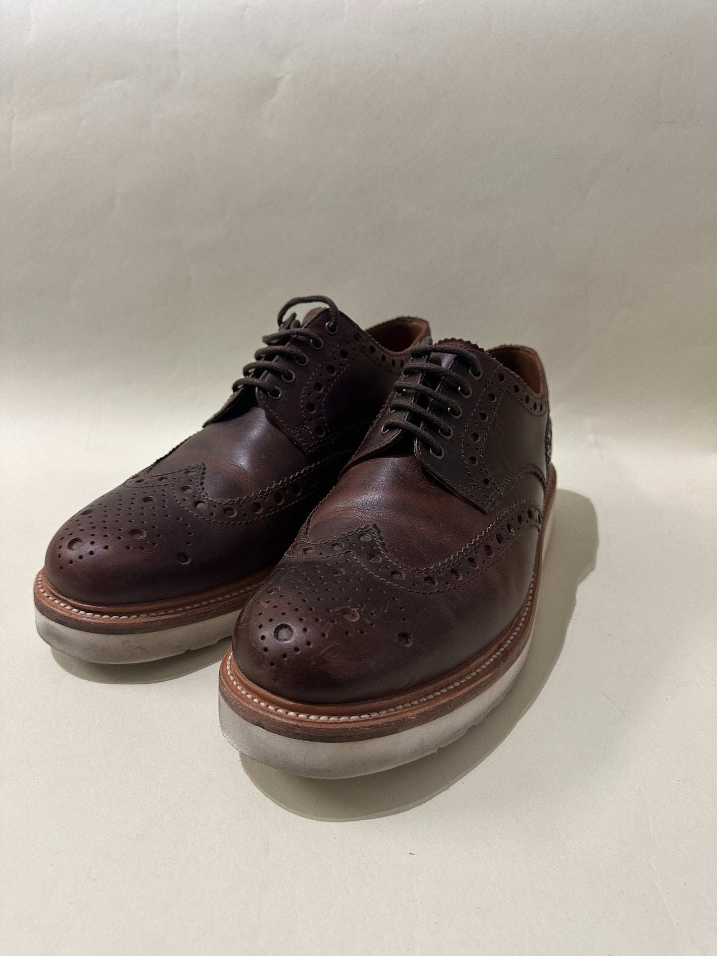 Grenson Dark Brown Leather Archie Brogue Shoes 9.5 M / 11 W