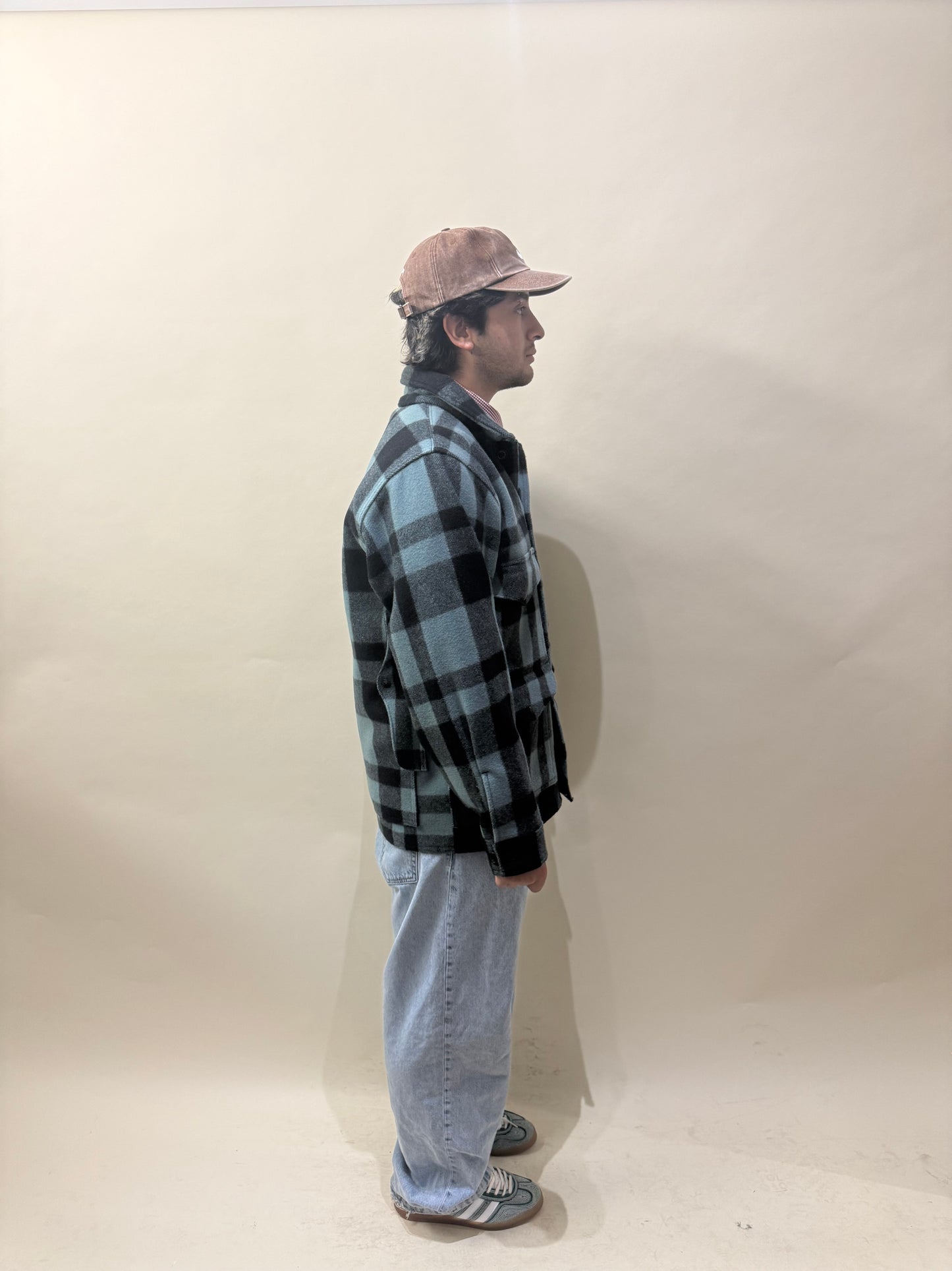 Filson Muted Teal & Black Plaid Mackinaw Cruiser Jacket Medium - M