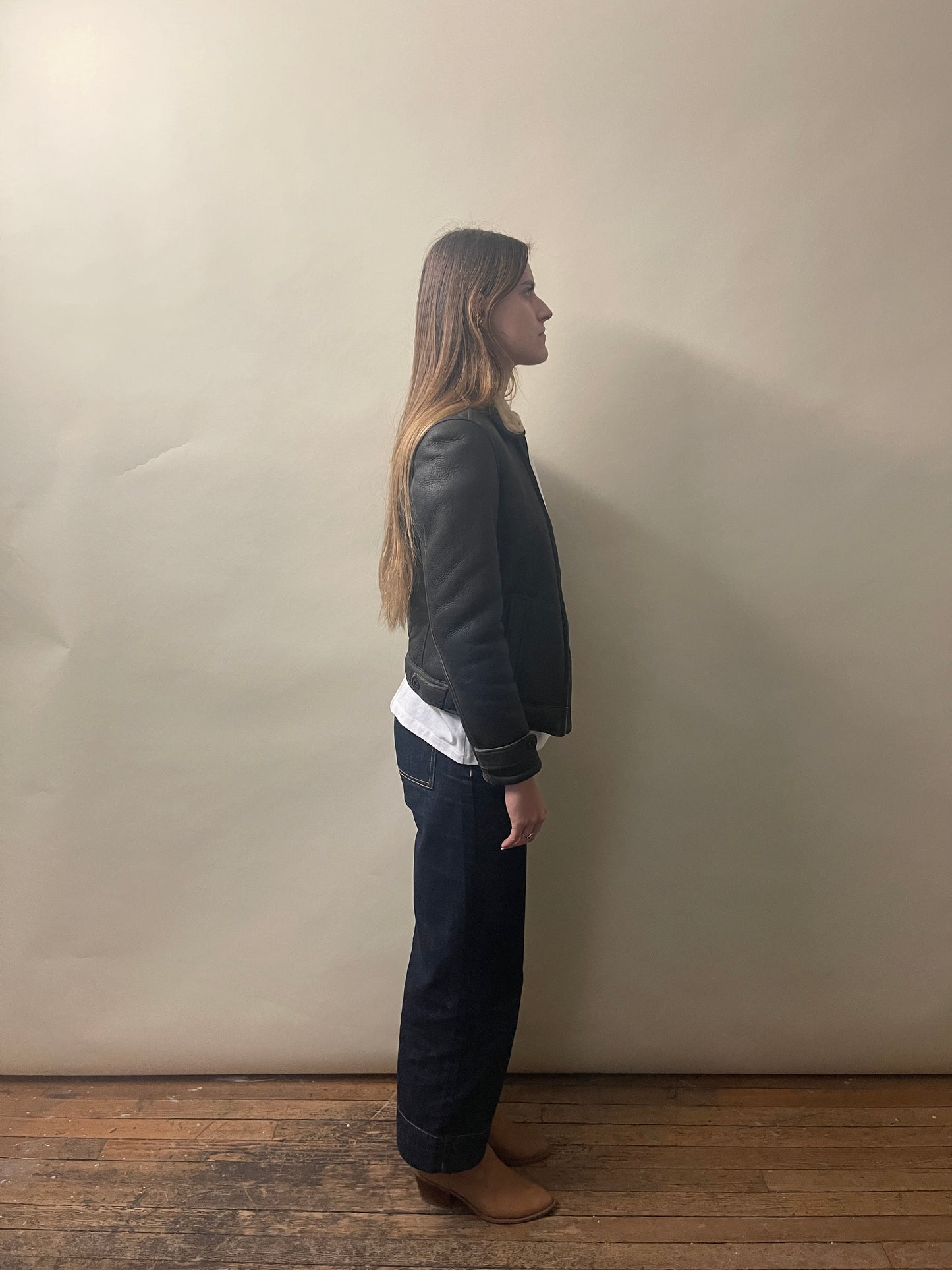 G-Star Dark Brown Lambskin Shearling Jacket Small - S