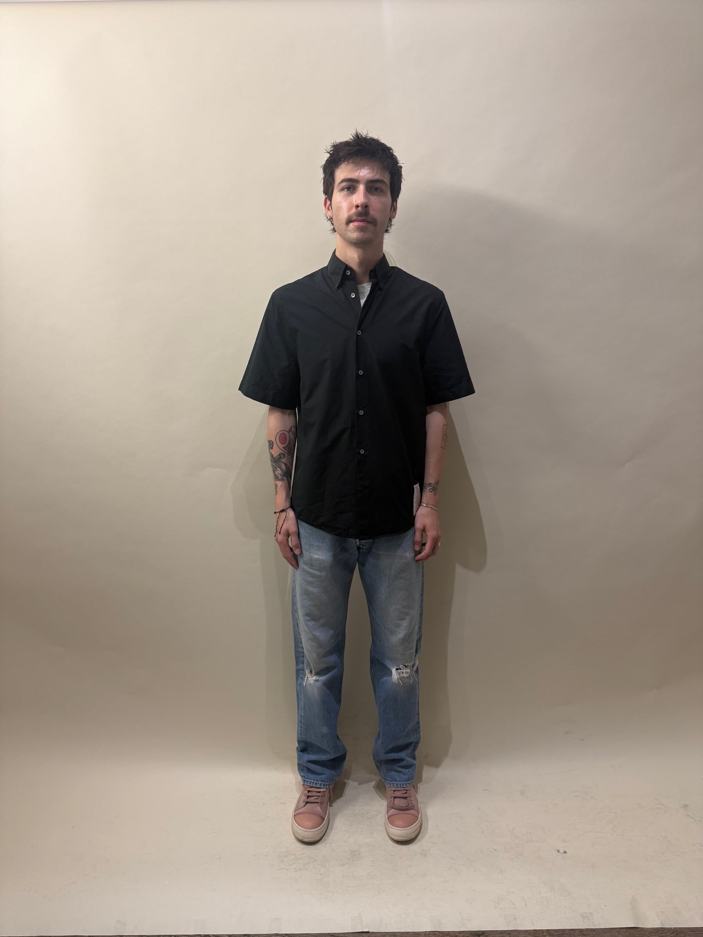 Lanvin Black Cotton Poplin Graphic SS Button Up Medium - M