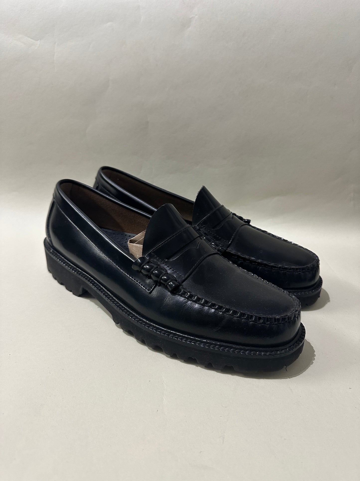 G.H. Bass Black Leather Lug Sole Penny Loafers 12 M / 13.5 W