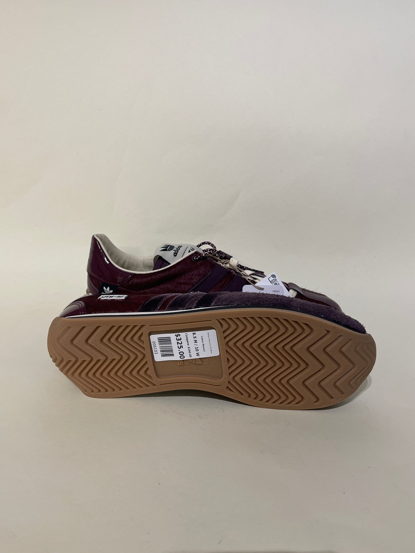 Adidas x Song For The Mute Maroon Pony Hair Country OG Sneakers 8.5 M / 10 W