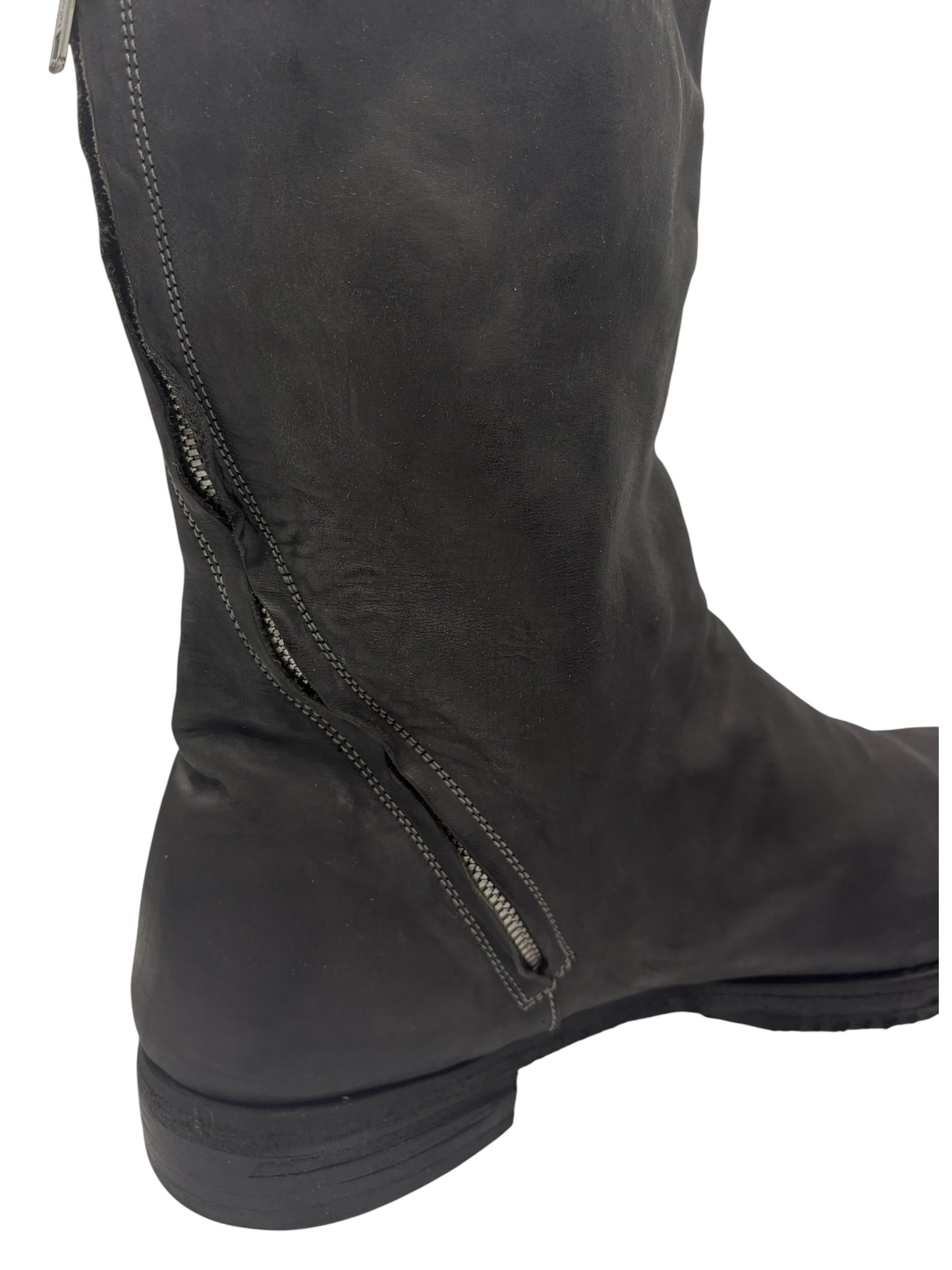 A Diciannoveventitre (A1923) Black Horse Leather Spiral Zip Boots EU 44