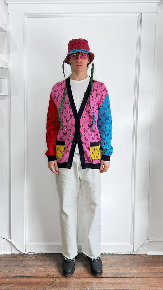 Gucci Multicolour Wool Blend Monogram Cardigan Extra Small