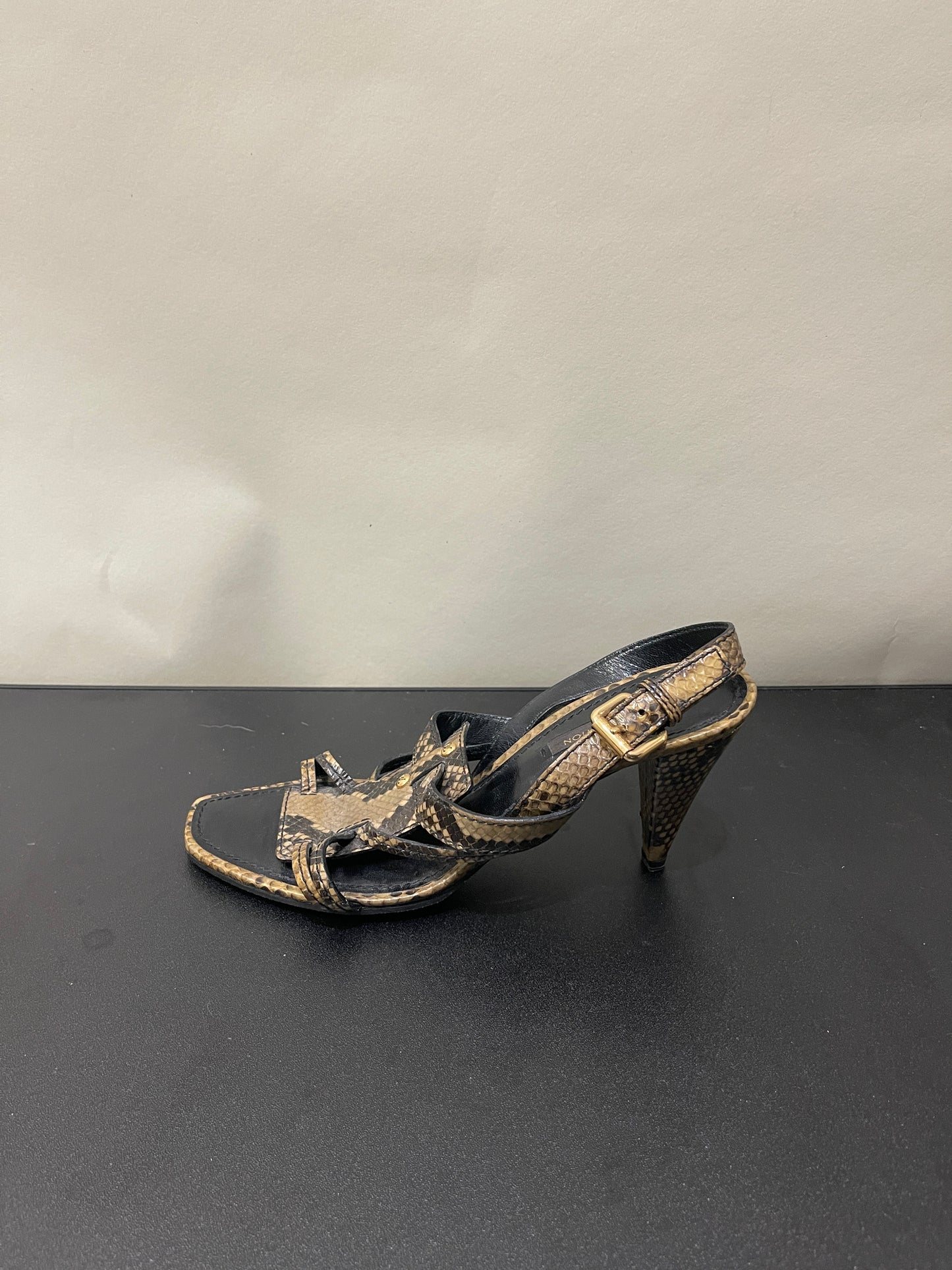 Louis Vuitton Brown Python Print Leather Slingback Sandals 5 M / 6.5 W