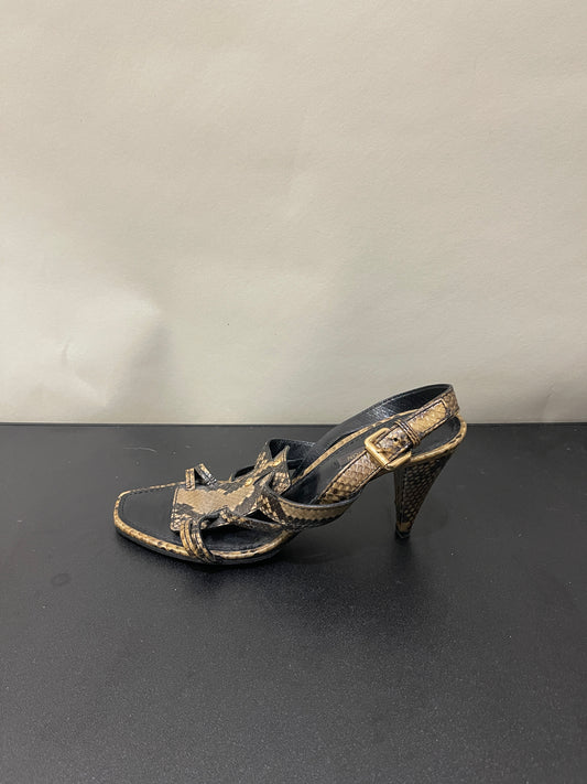 Louis Vuitton Brown Python Print Leather Slingback Sandals 5 M / 6.5 W
