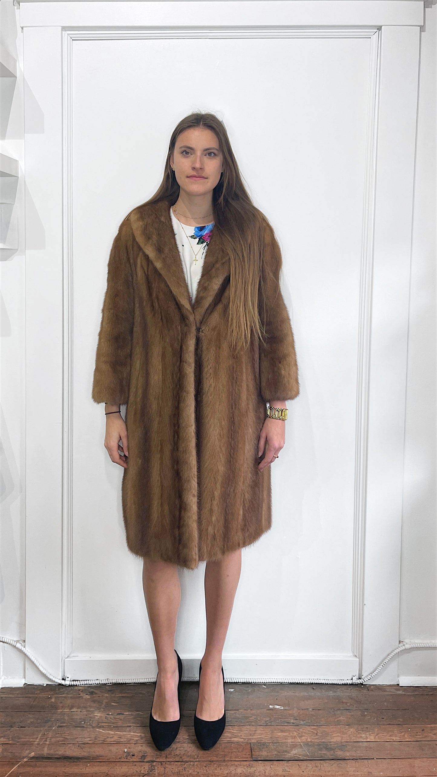 Unbranded Caramel Brown Mink Overcoat Extra Small - XS