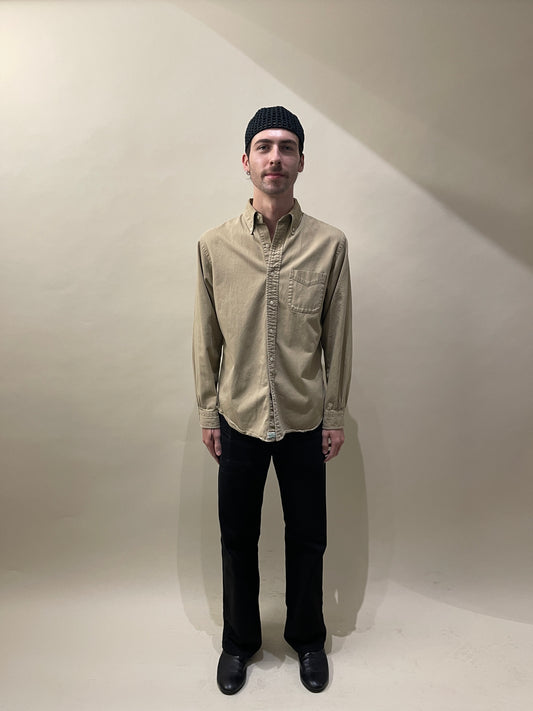 orSlow Khaki Twill Single Pocket Button Up Shirt Large - L