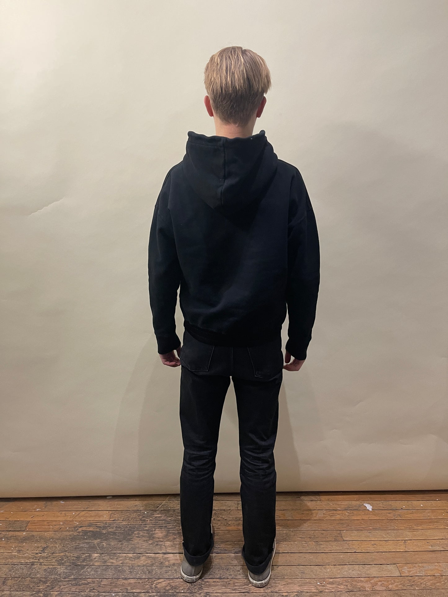 Saint Laurent Black Cotton Satin Waistband Hoodie Large - L