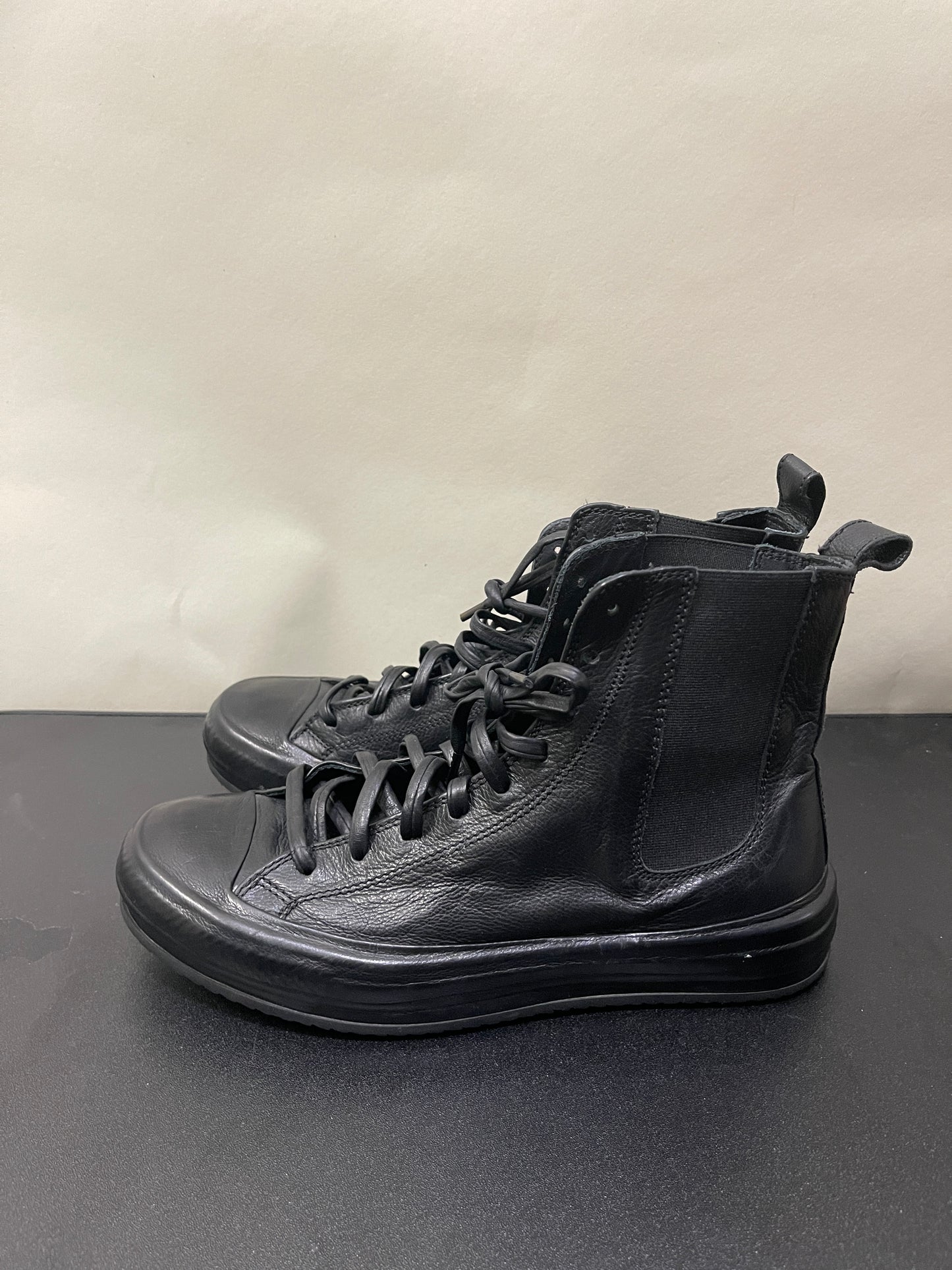 Officine Creative Black Leather Cap Toe Chelsea Sneakers 7 M / 8.5 W