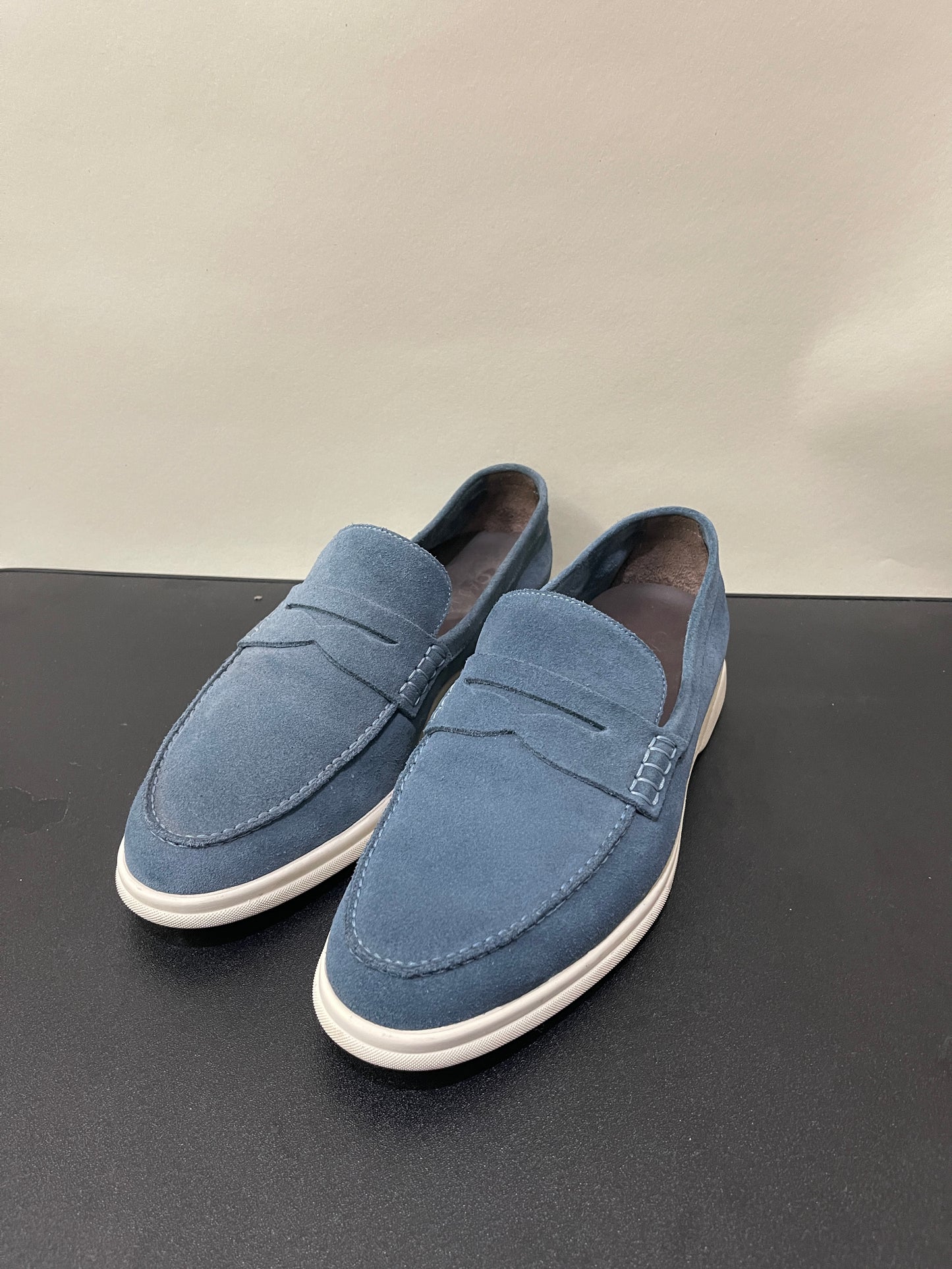 Canali Slate Blue Suede Casual Penny Loafers 8 M / 9.5 W