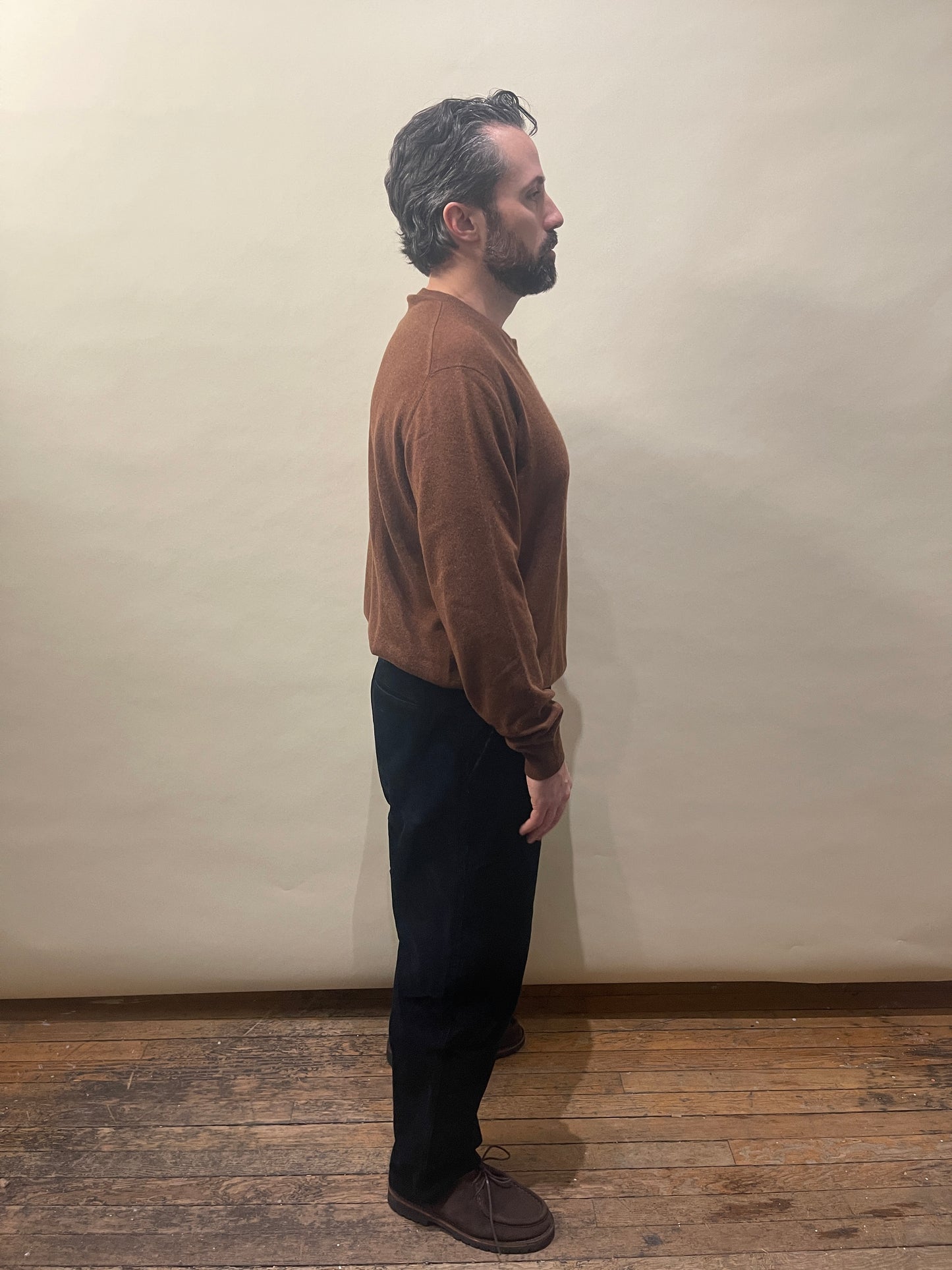 Loro Piana Brown Cashmere Knit Crewneck Sweater 42
