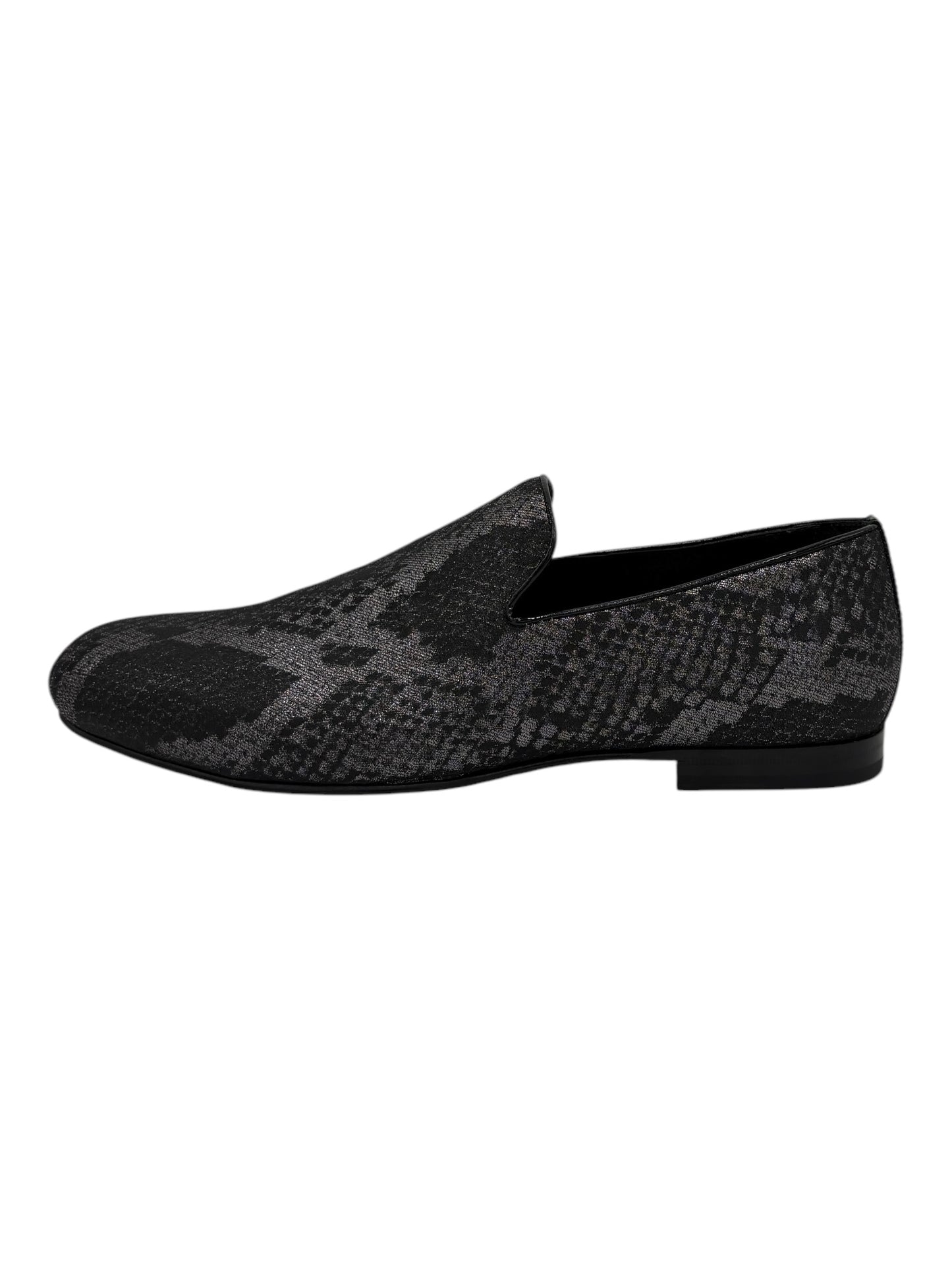 Jimmy Choo Charcoal Grey Glitter Snake Print Loafers 11 M / 12.5 W