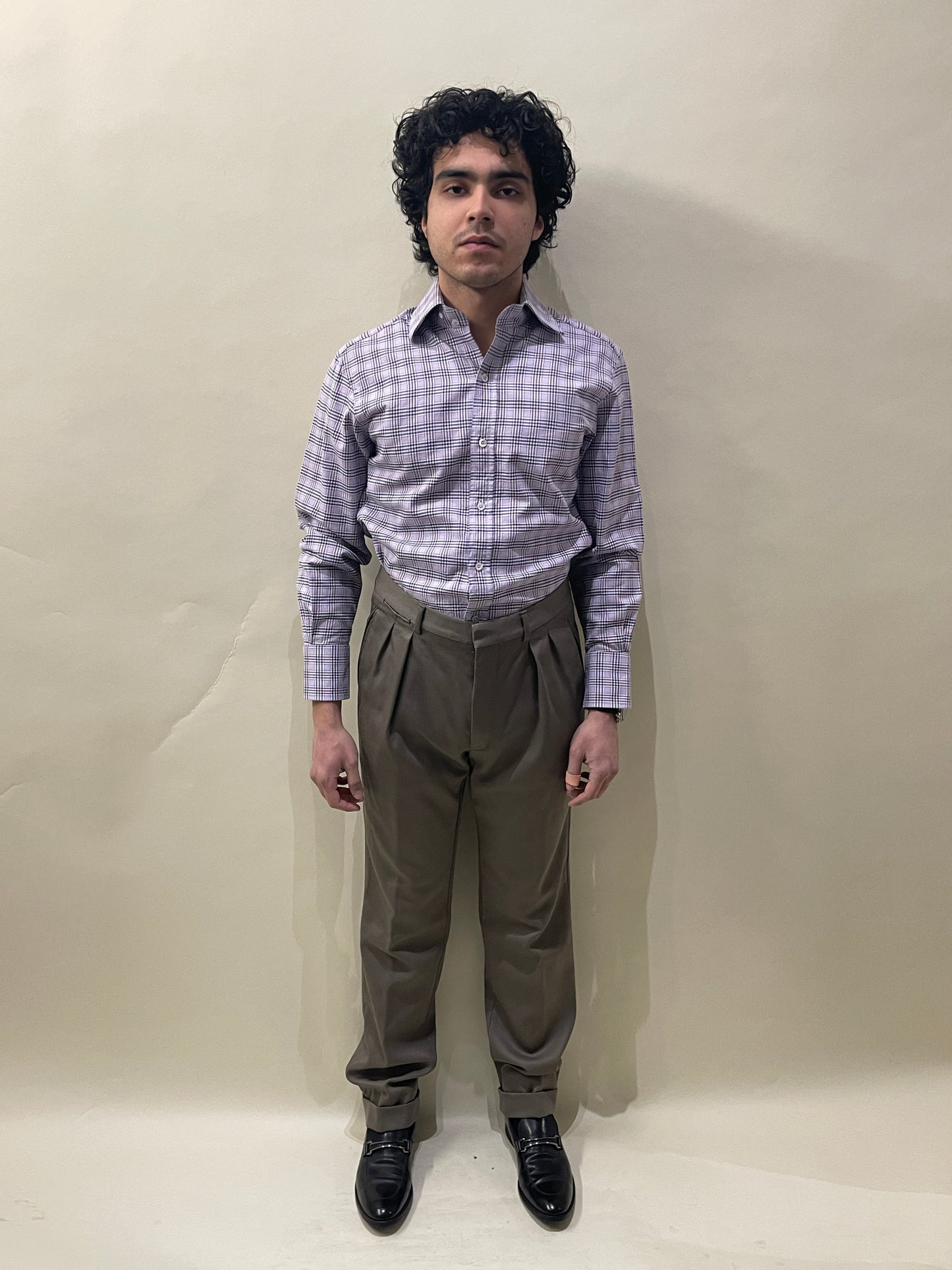 Tom Ford Taupe Wool Double Pleated Trousers 32