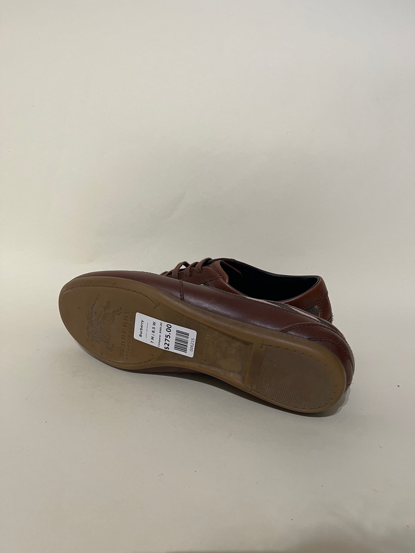 Burberry Light Brown & Nova Check Canvas Sneakers 7 M / 8.5 W
