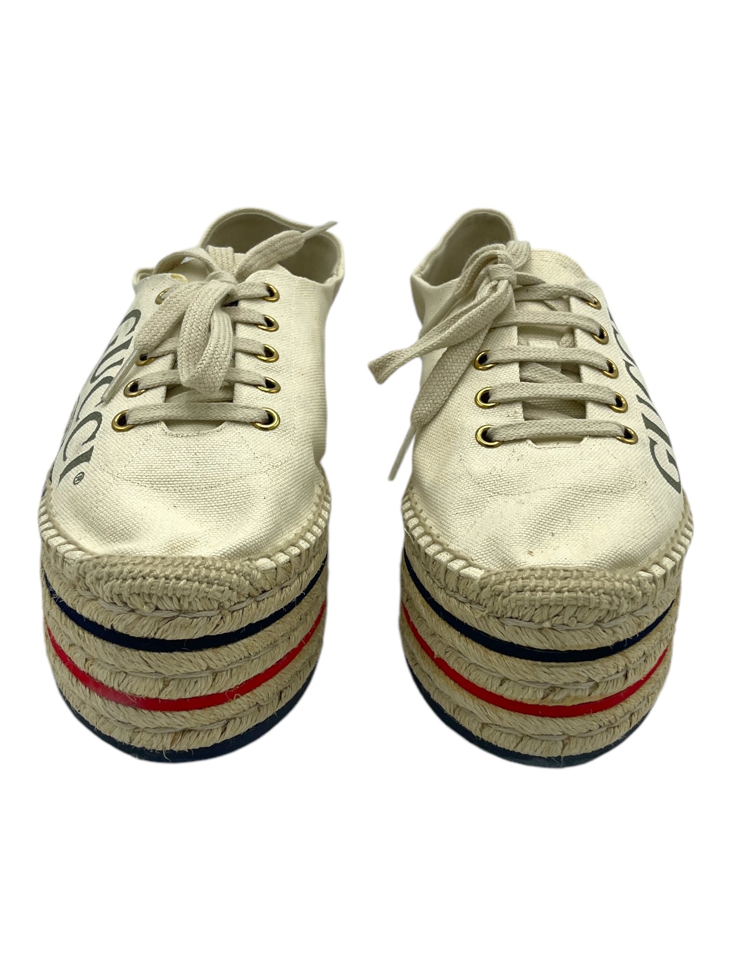 Gucci Off White Logo Platform Espadrille Sneakers 8 M / 9.5 W