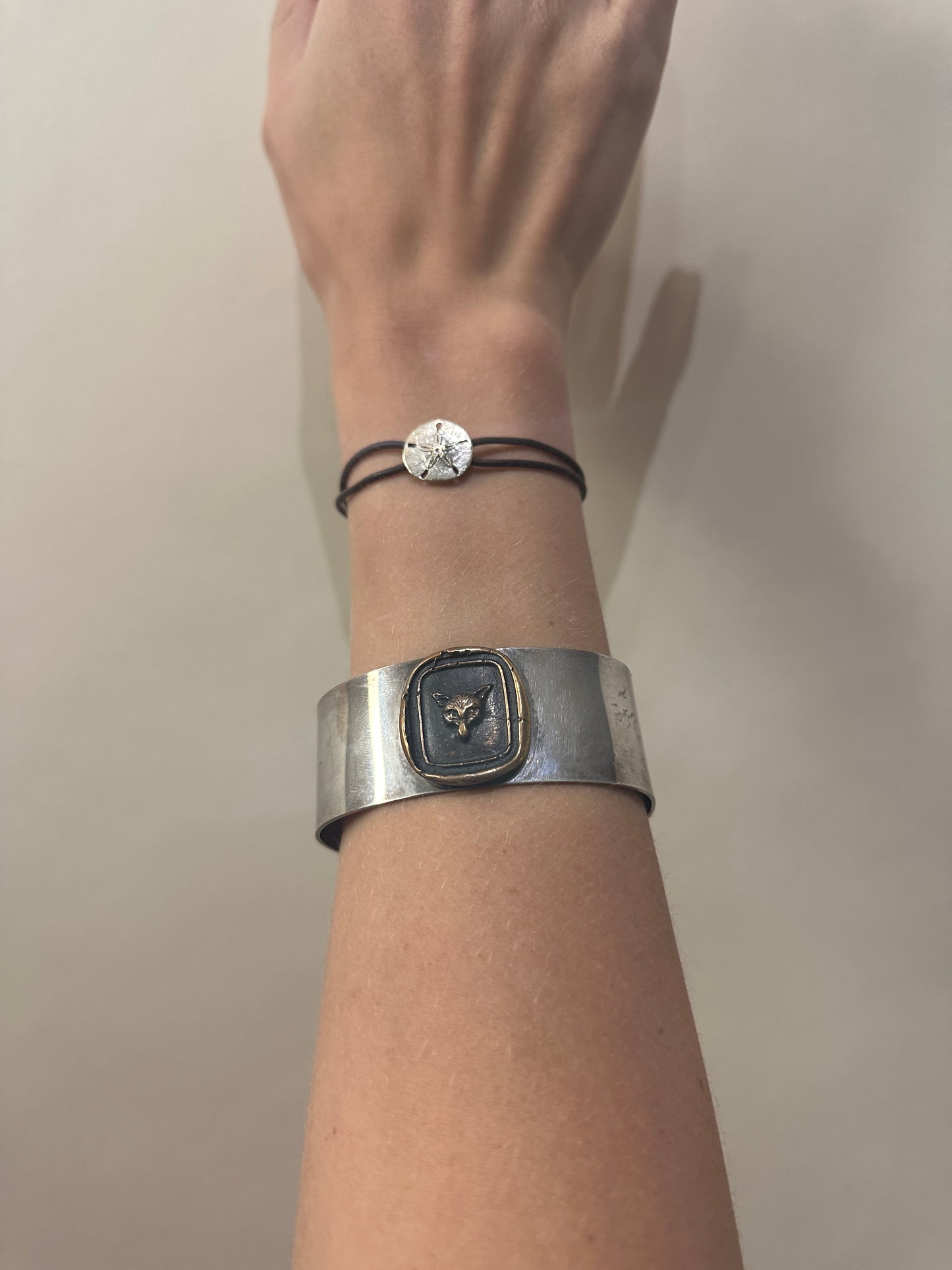 Pyrrha Sterling Silver & Gold Fox Talisman Cuff Bracelet