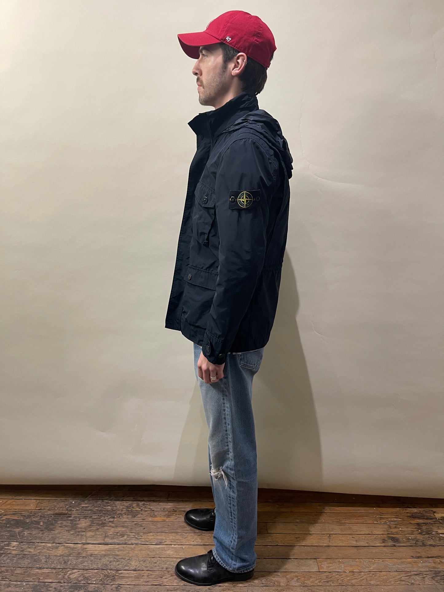 Stone Island Navy Blue Lightweight Nylon Field Jacket Small - S