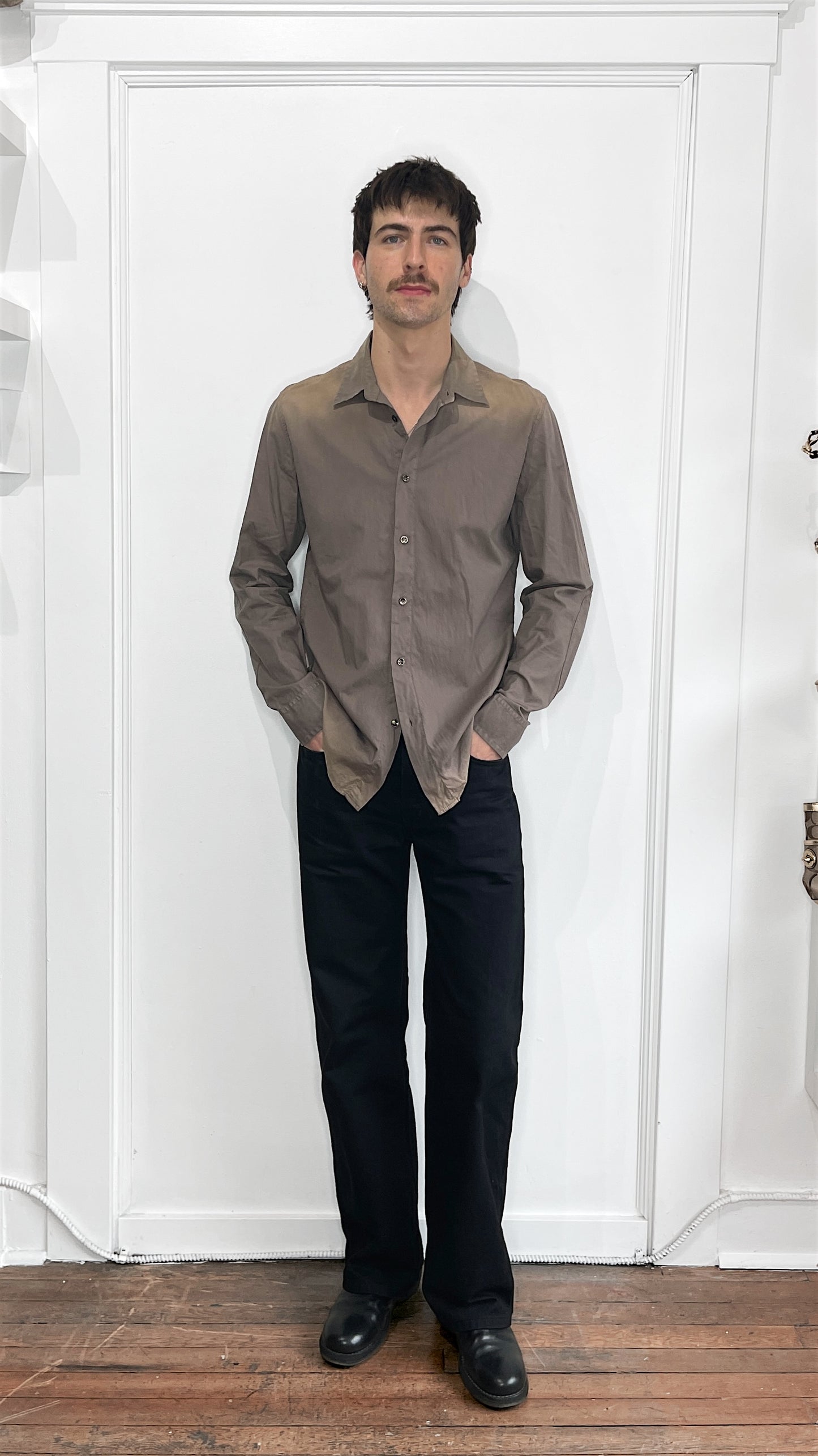 Maison Margiela Taupe Faded Shoulder Button Up Shirt Medium