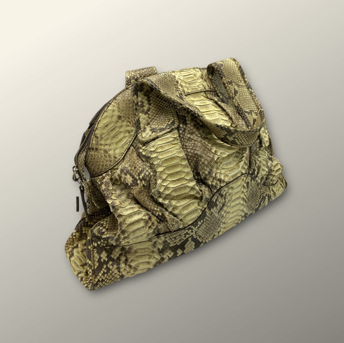 Zagliani Tan Snakeskin Handbag