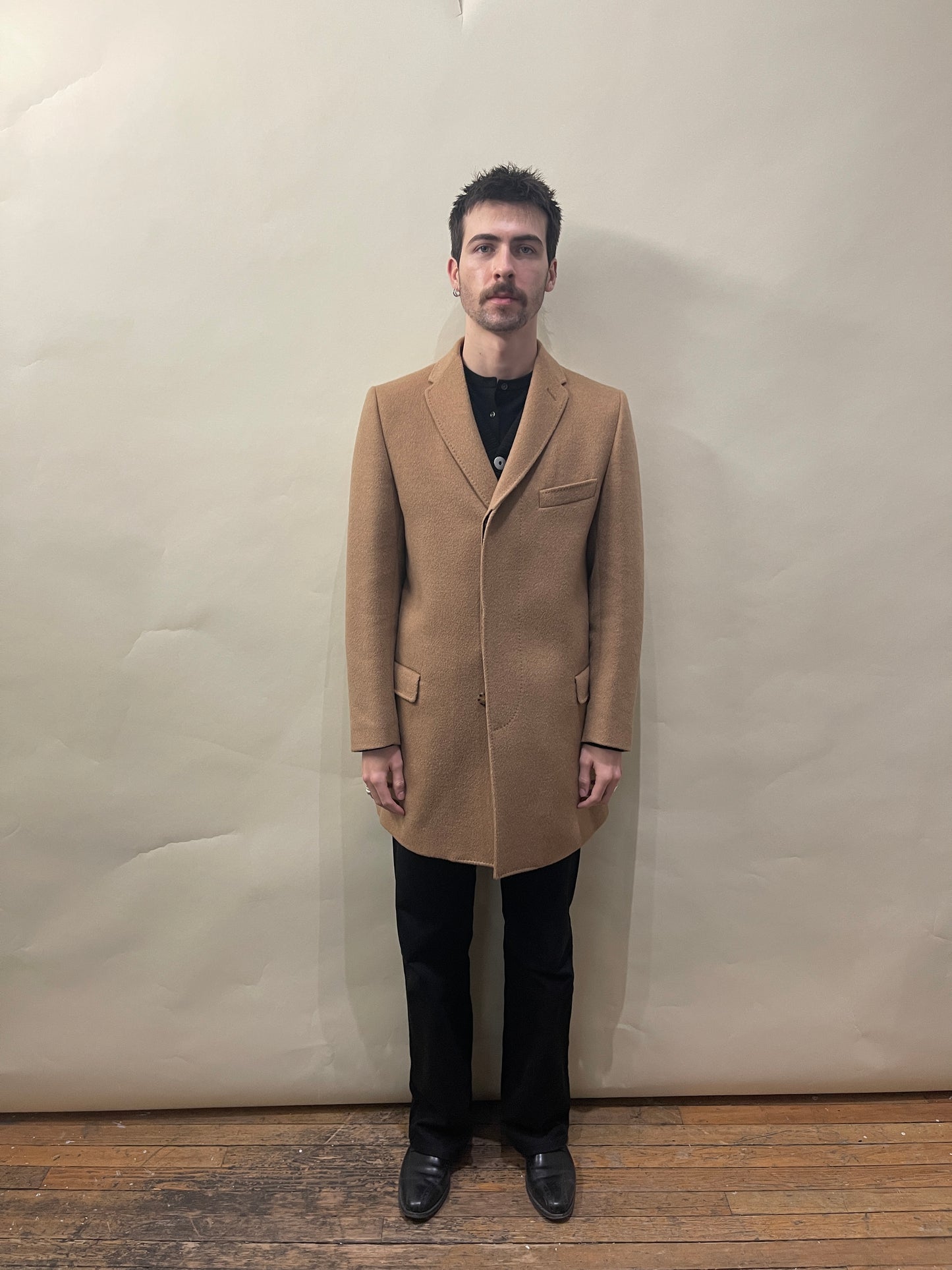 Paul Smith Camel Coloured Wool Camel Hair Blend Overcoat 40