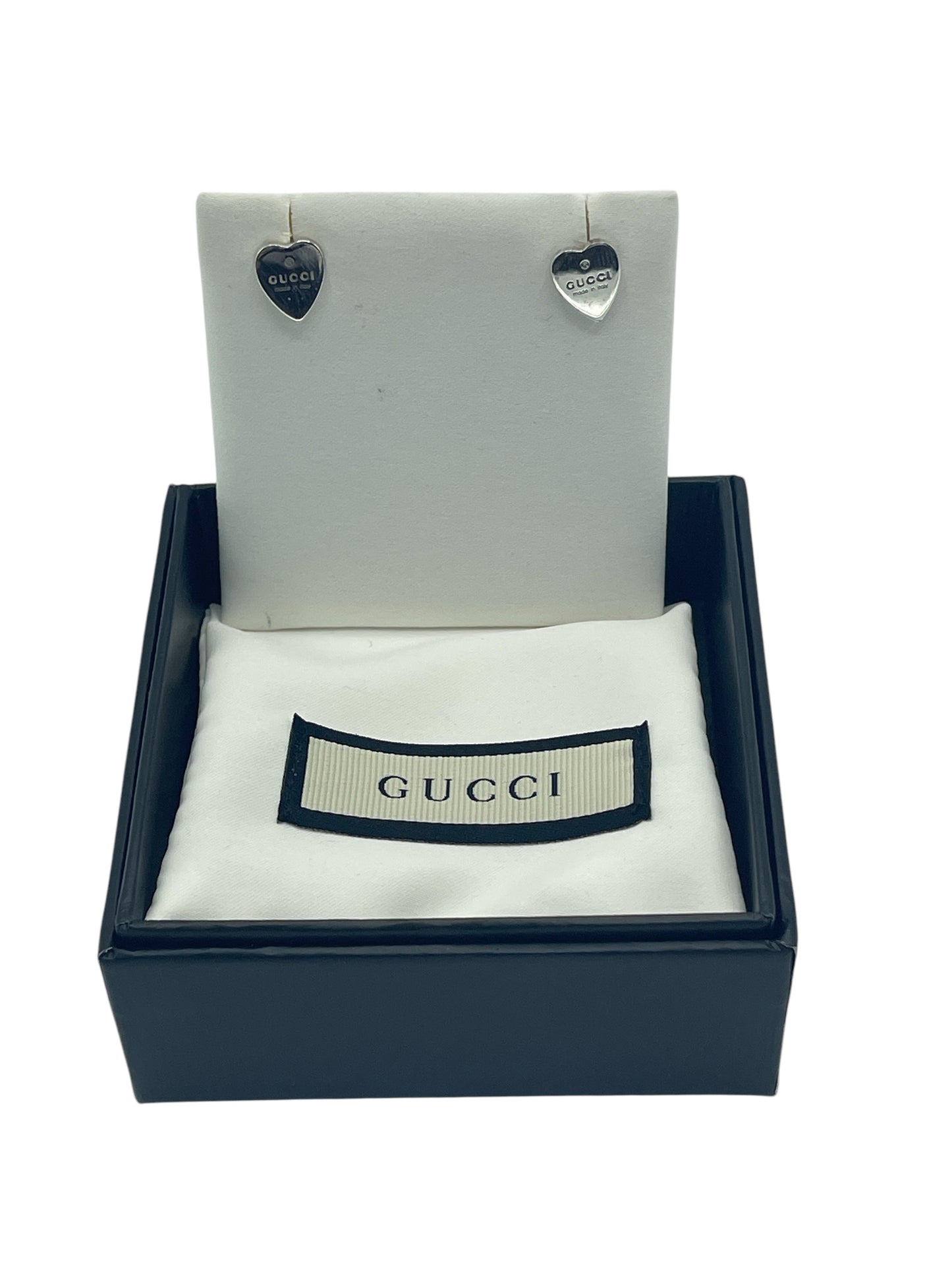 Gucci Silver Heart Shaped Stud Earrings