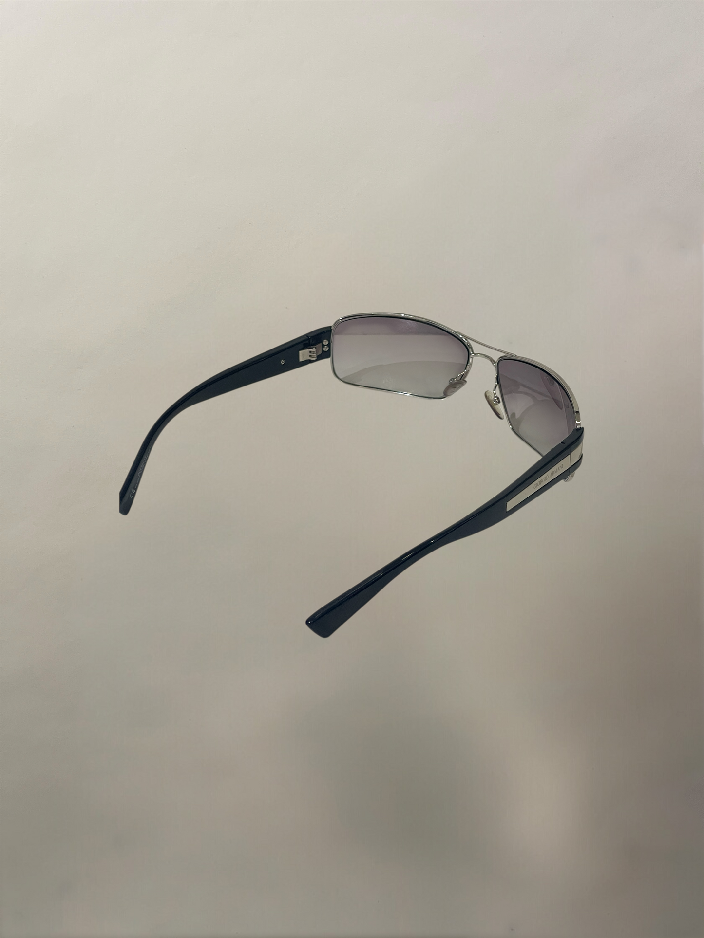 Giorgio Armani Black & Silver Gradient Lens Aviator Sunglasses