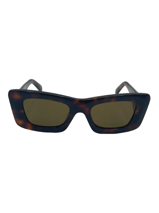 Prada Brown Tortoiseshell Rectangular Cat-Eye Sunglasses