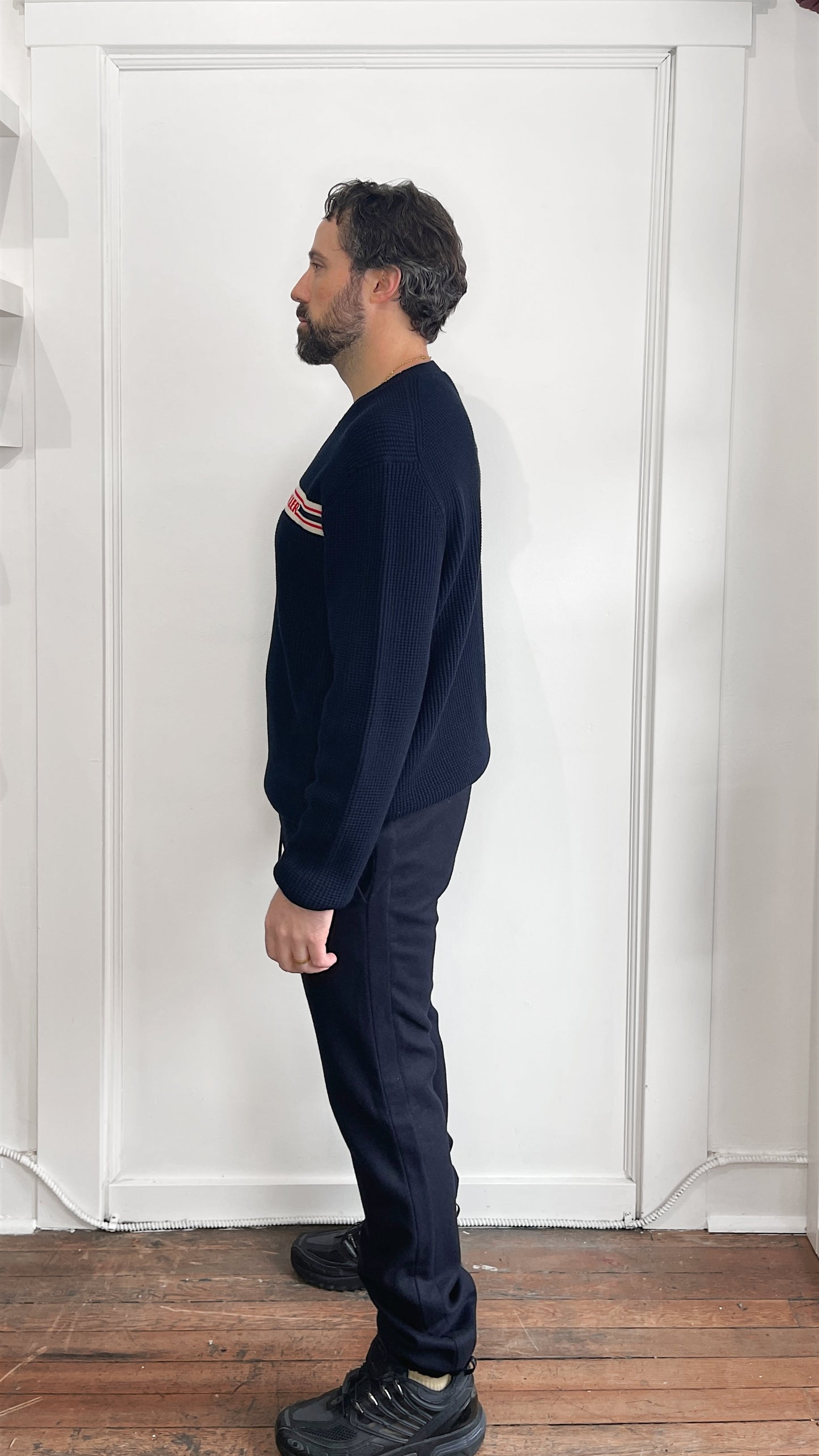 Sacai Midnight Navy Wool Cuffed Sweatpants Large