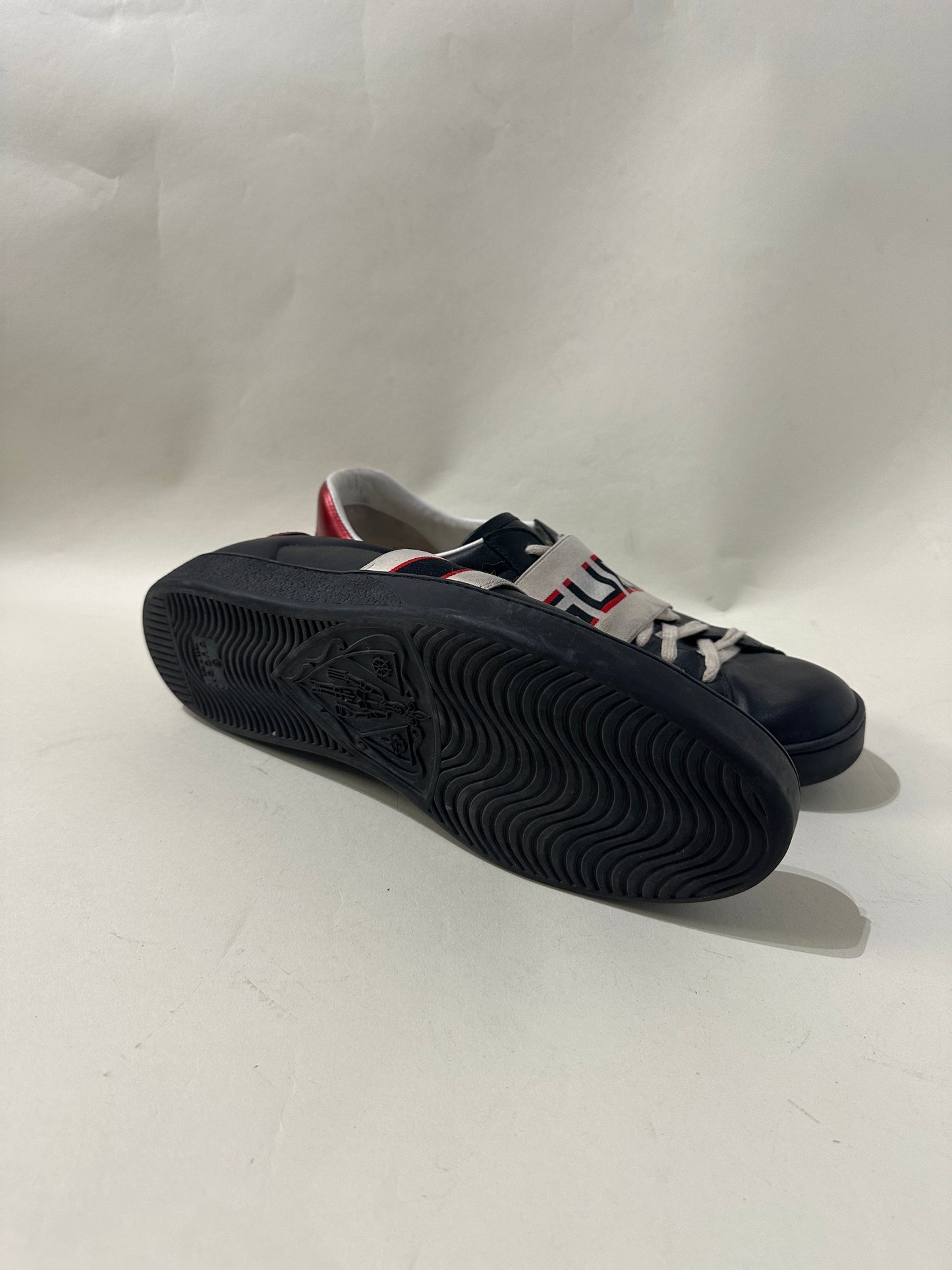 Gucci Black Leather Ace Stripe Sneakers 10 M / 11.5 W