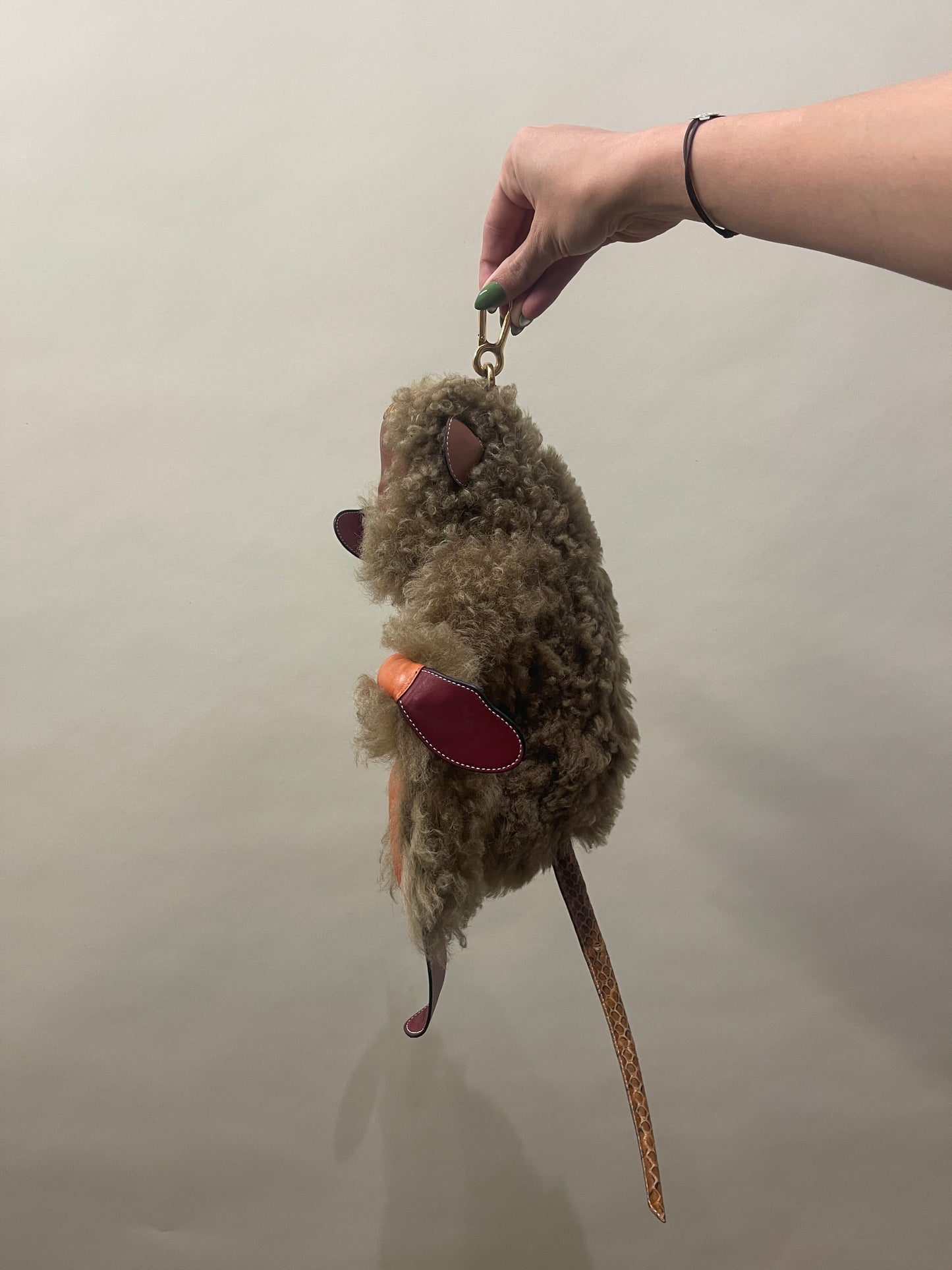 Loewe Tan & Orange Shearling Monkey Bag Charm