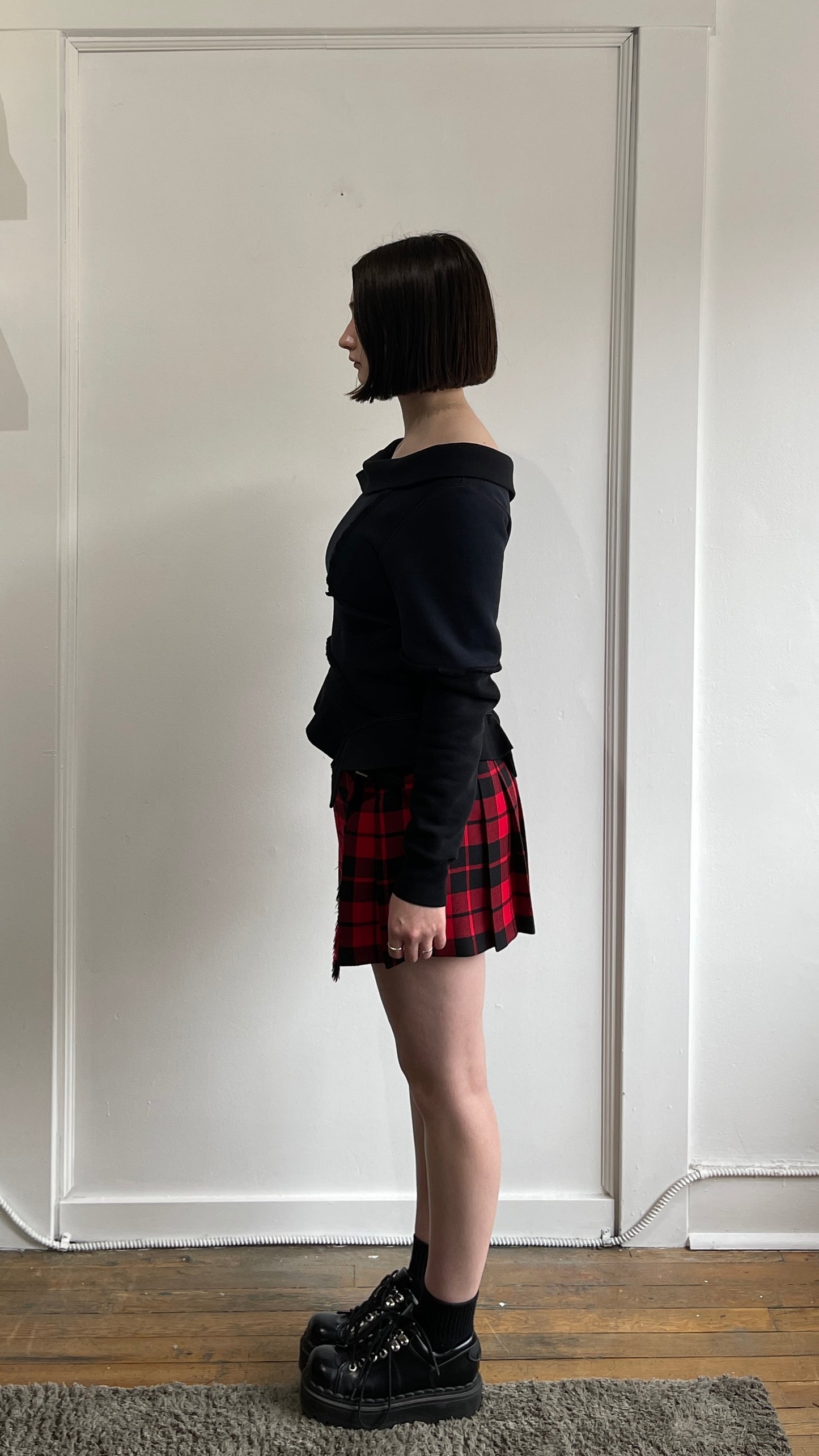 Burberry Brit Red & Black Plaid Belted Kilt Skirt 4