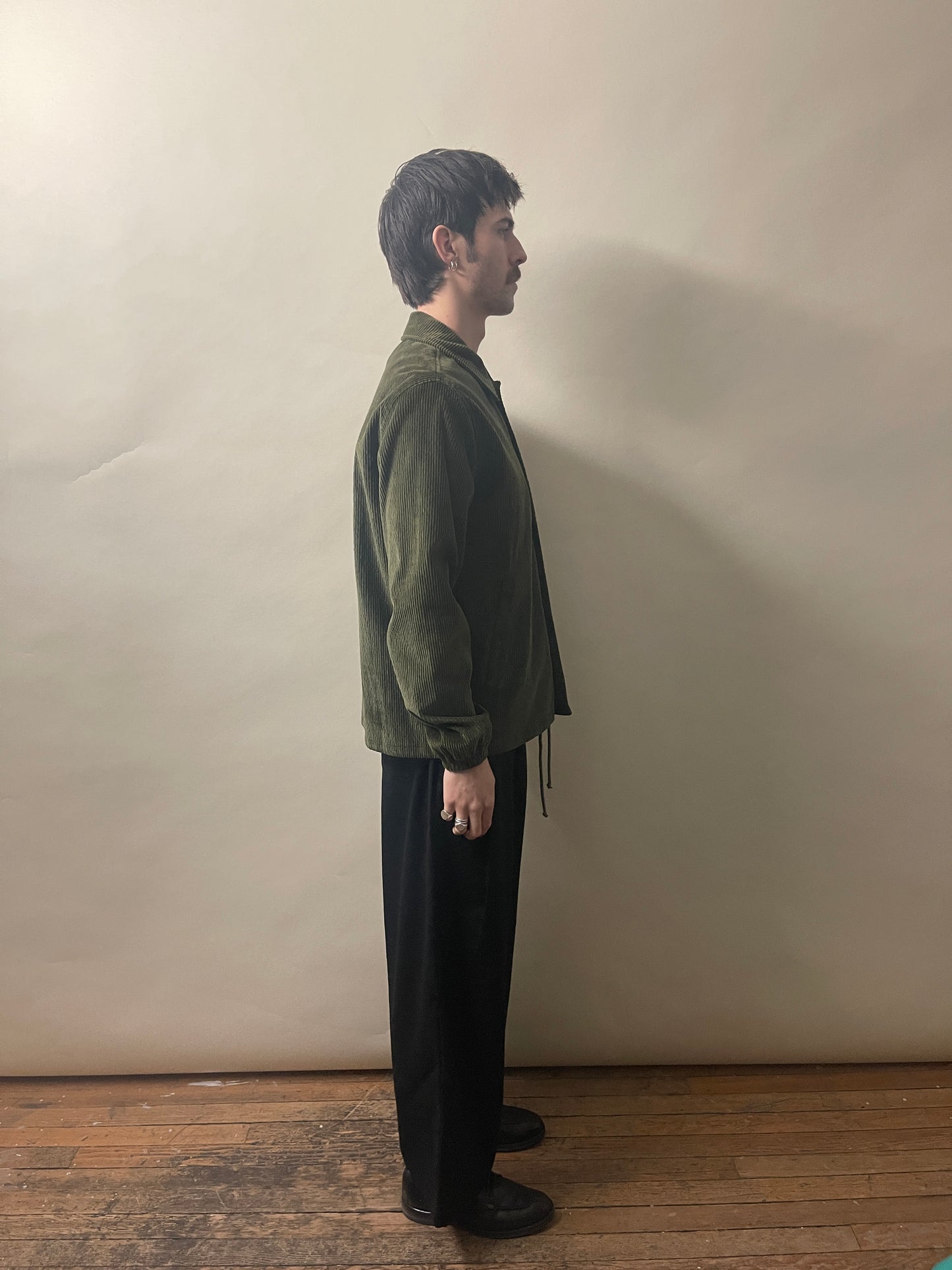 Tres Bien Green Cotton Blend Corduroy Coaches Jacket 36
