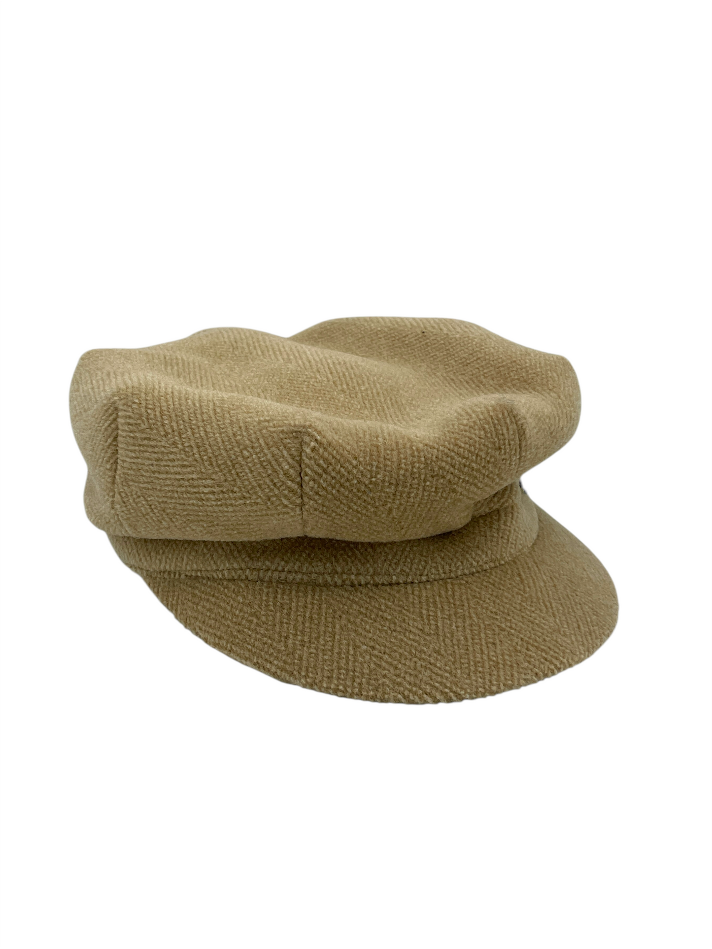 Burberry Beige Tonal Herringbone Wool Newsboy Hat / Beret Medium - M