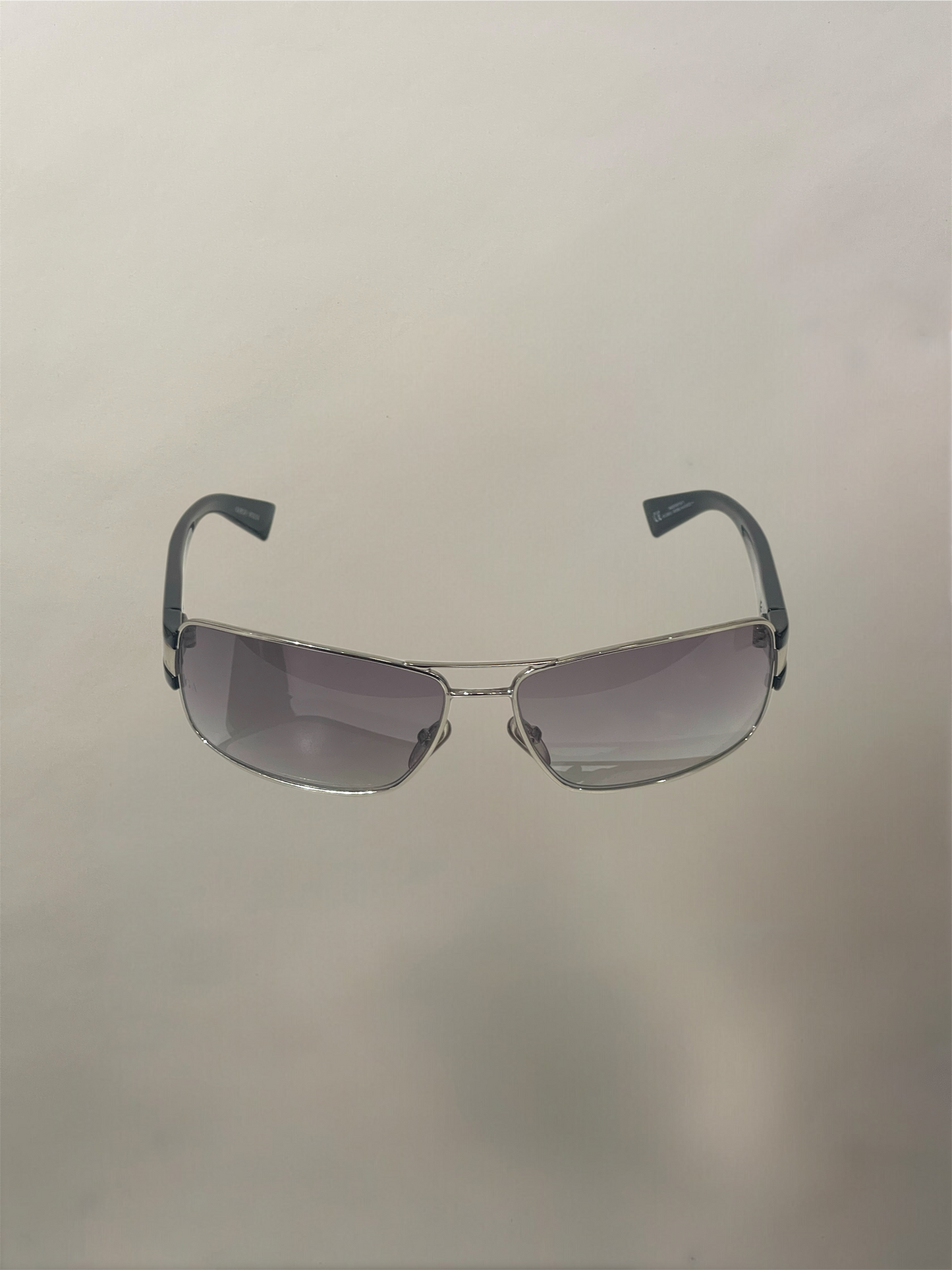 Giorgio Armani Black & Silver Gradient Lens Aviator Sunglasses