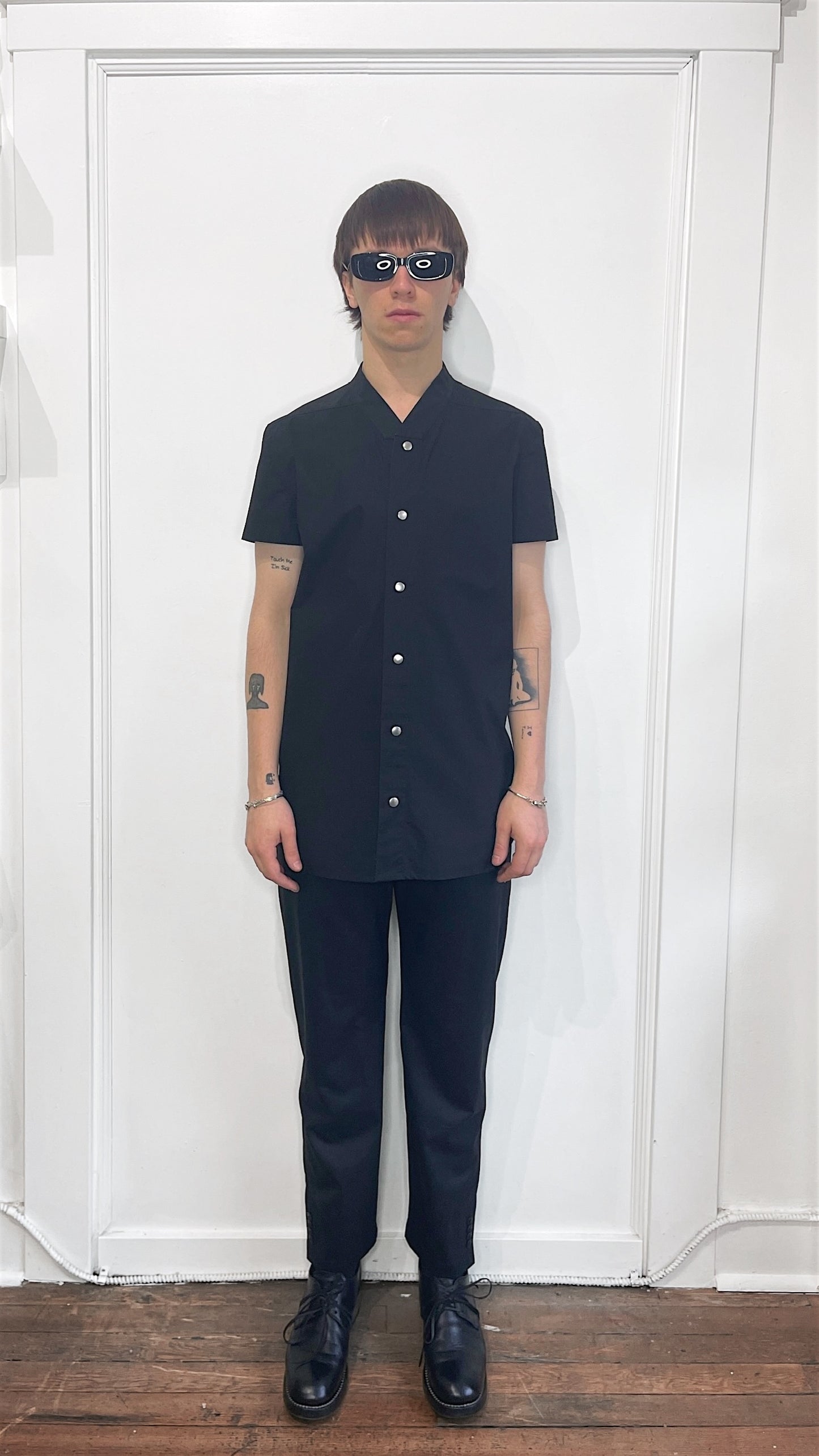 Rick Owens Black Heavy Cotton SS Vacation Shirt Medium